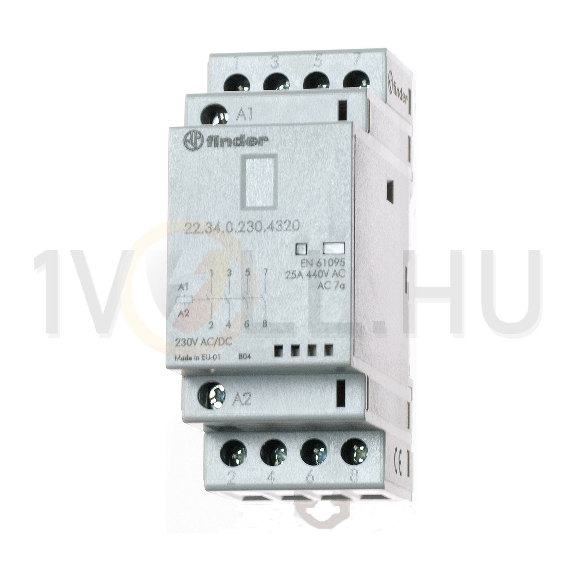 Installációs kontaktor sorolható 25A 250-440V AC 4-z 230V AC/DC-műk 2mod 22.34.0.230.4320 FINDER - 223402304320