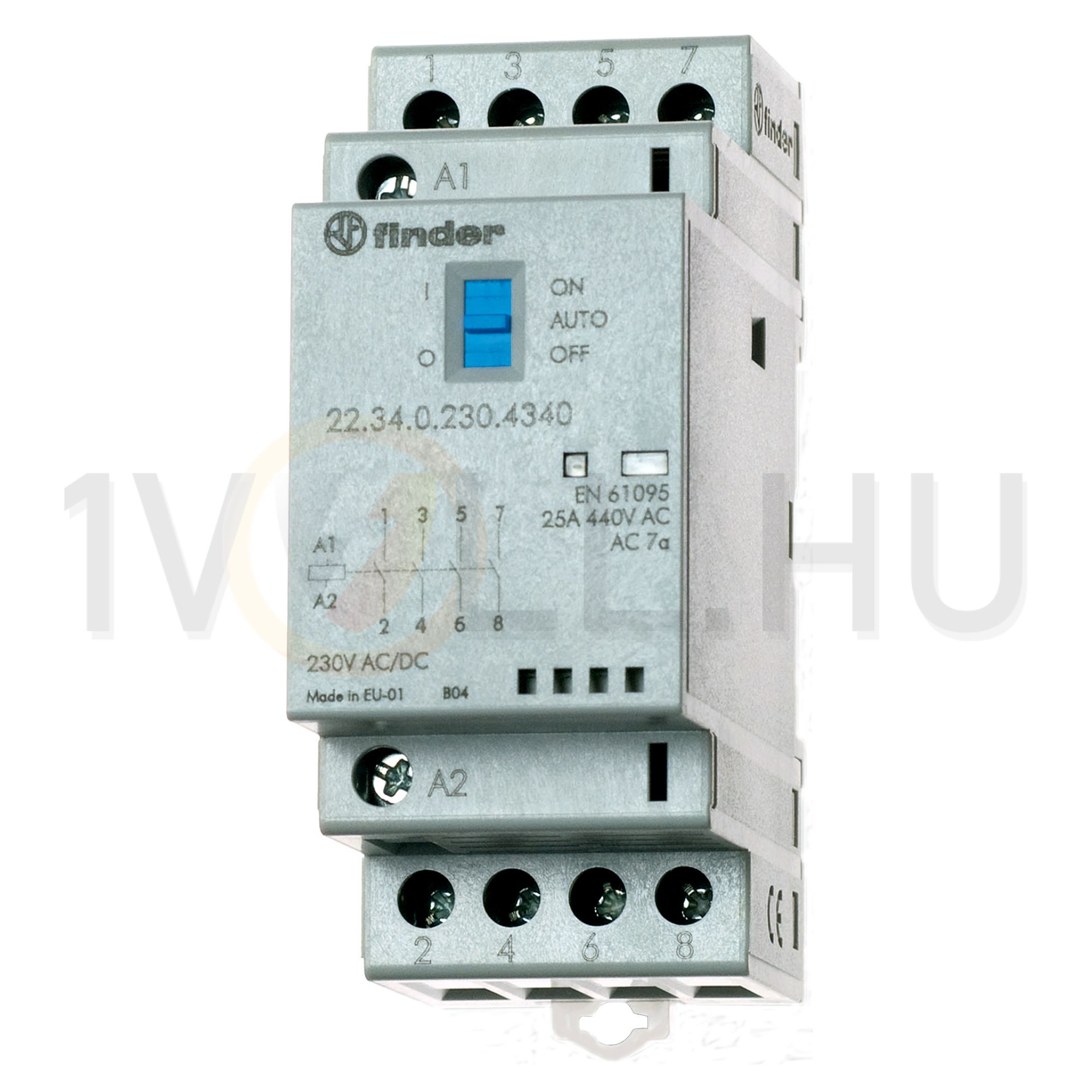 Installációs kontaktor sorolható 25A 250-440V AC 4-z 24V AC/DC-műk 2mod 22.34.0.024.4340 FINDER - 223400244340