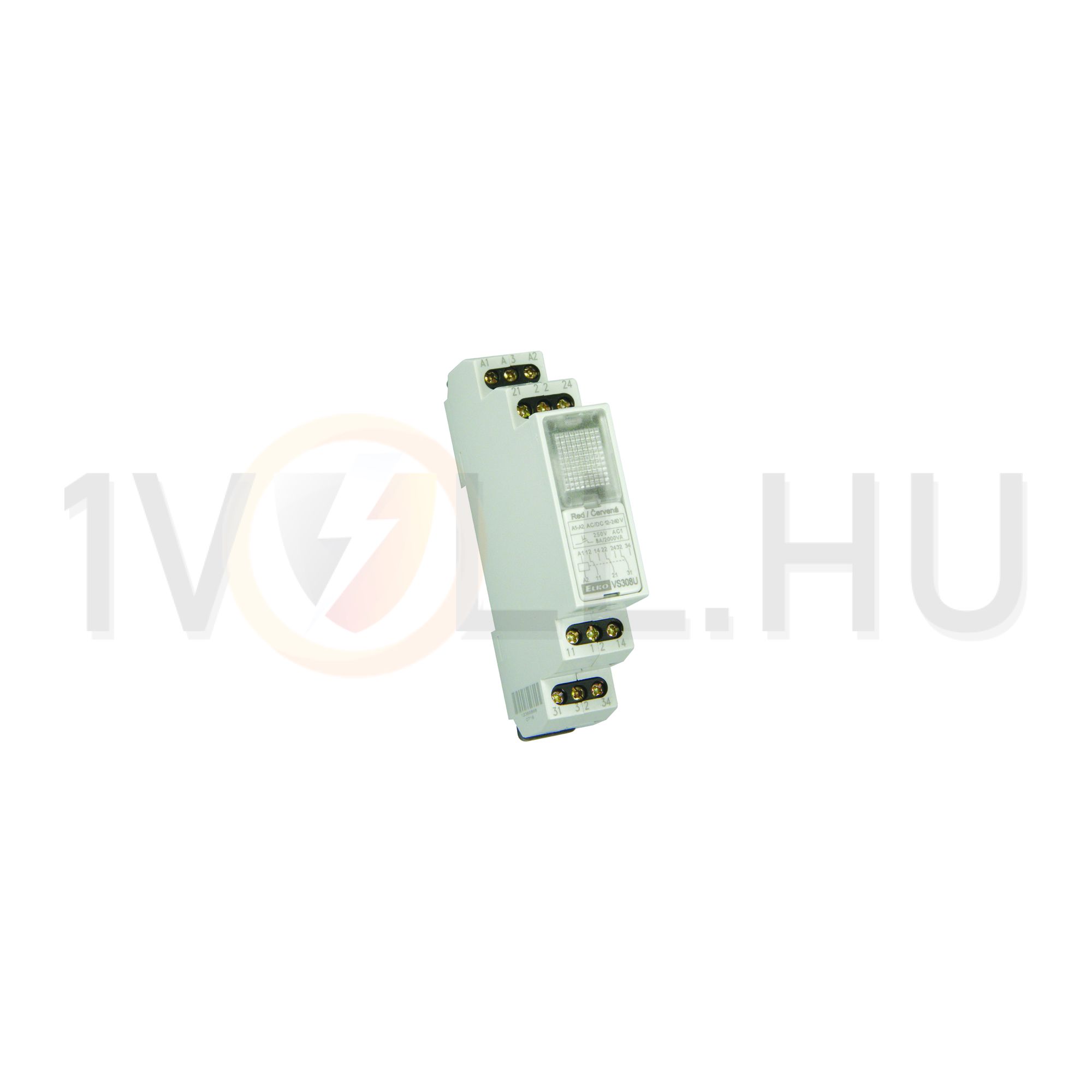 Installációs relé sorolható kék-LED 8A/ 250V AC 1v 12-240V AC/DC-műk. 1M VS308U/kék Elko EP - 3850