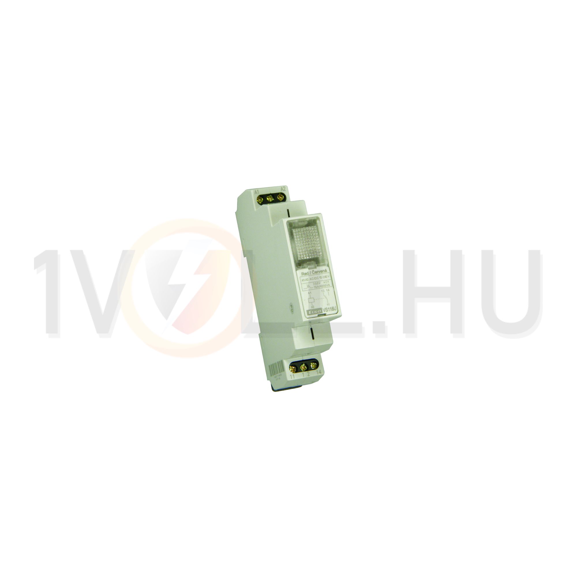Installációs relé sorolható zöld-LED 16A/ 250V AC 1v 12-240V AC/DC-műk. 1M VS116U/zöld Elko EP - 3643