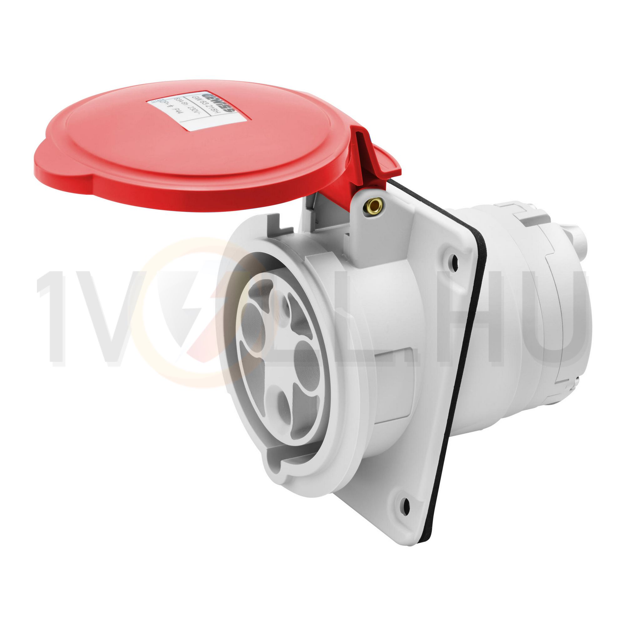 Ipari dugalj beépíthető 3P+N+E 400V(50+60Hz) piros ferde 63A IP44 műanyag IEC309HP GEWISS - GW63221H