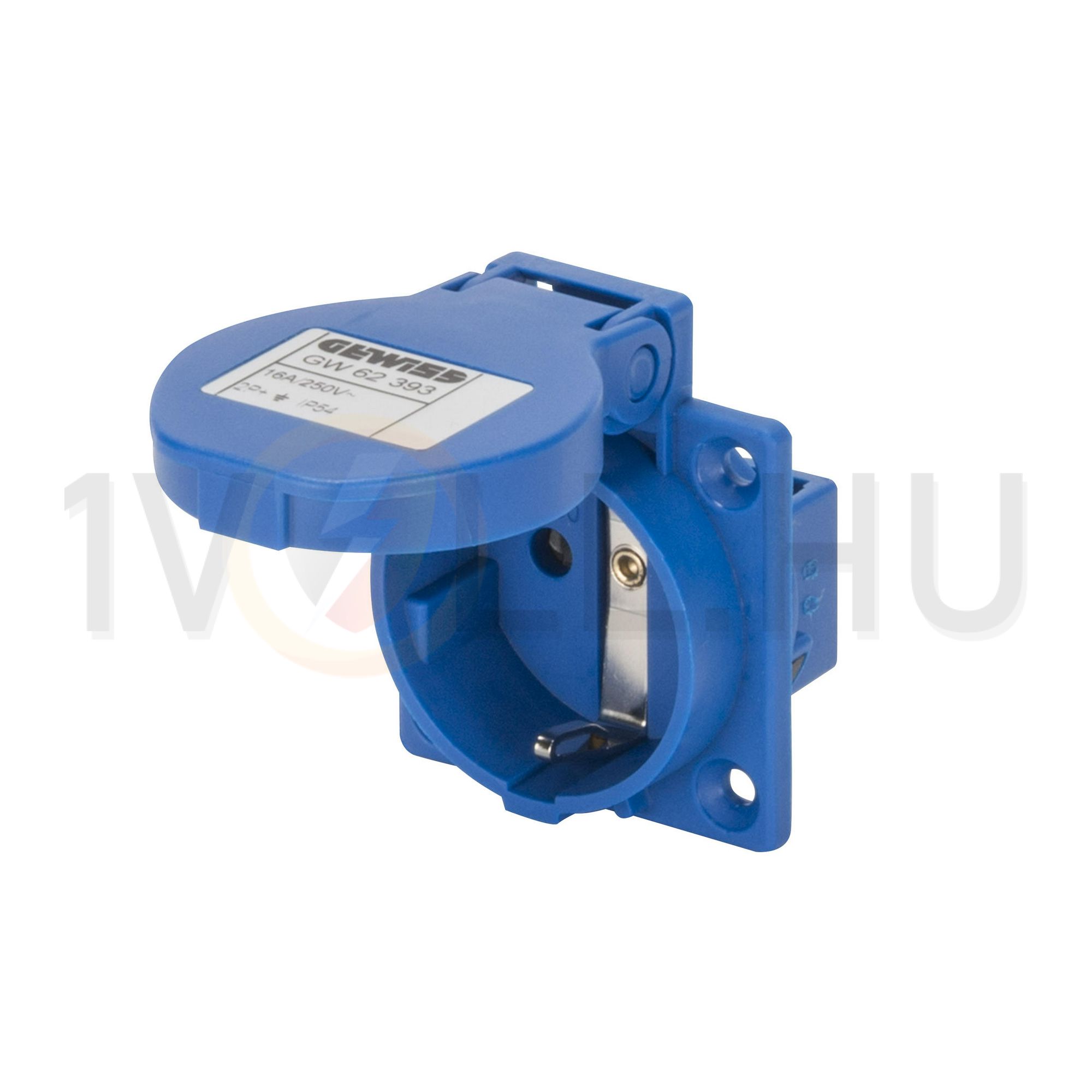 Ipari dugalj beépíthető 2P+E 16A 2P 230V műanyag kék egyenes csavaros IP54 IEC309HP GEWISS - GW62393