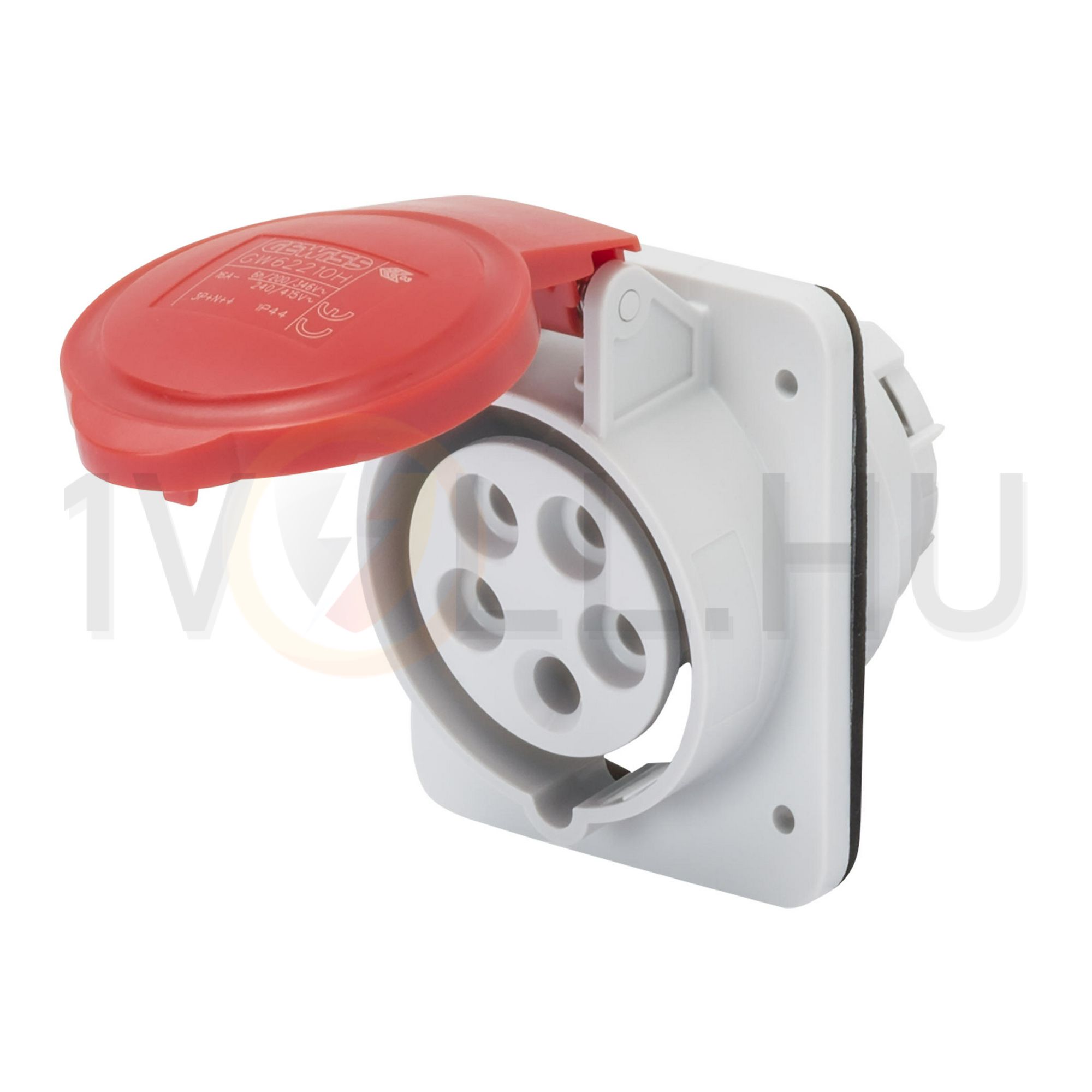 Ipari dugalj beépíthető 3P+N+E 400V(50+60Hz) piros ferde 32A IP44 műanyag IEC309HP GEWISS - GW62221H
