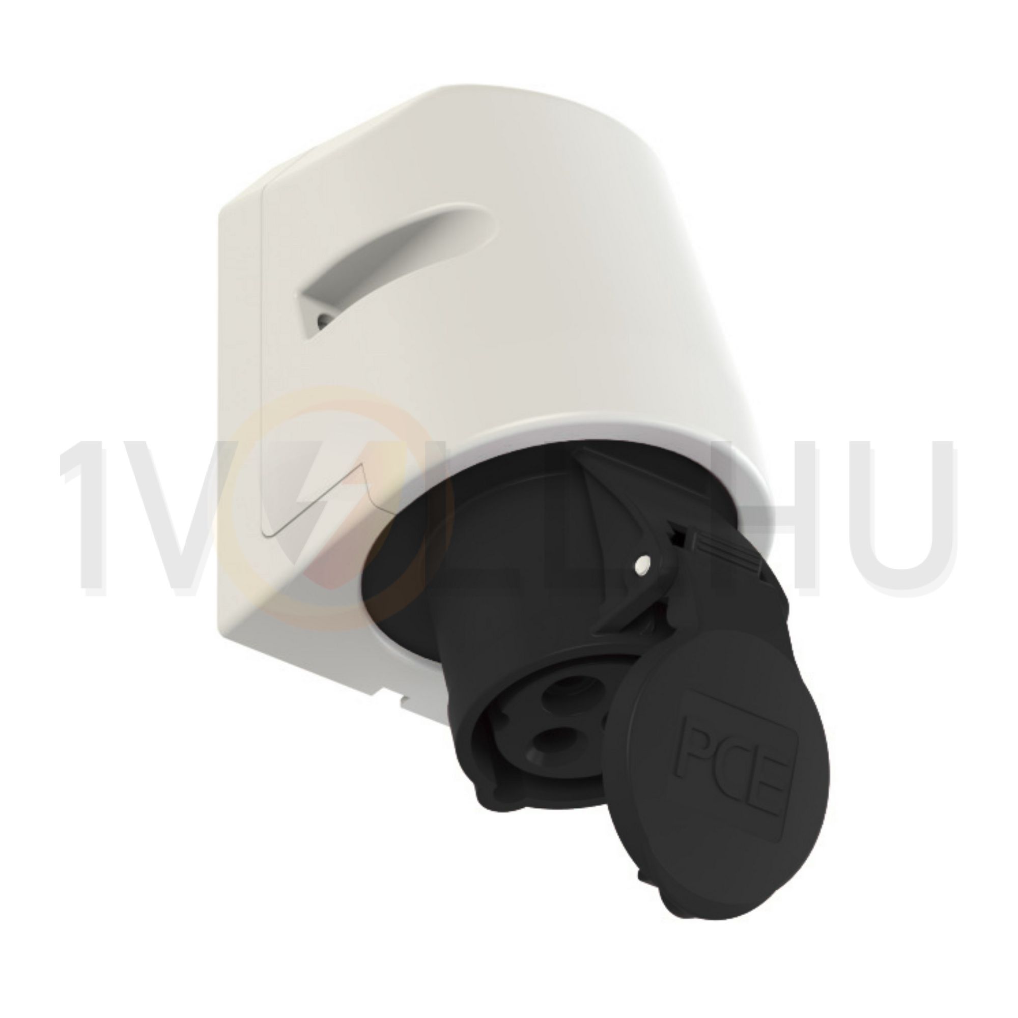 Ipari dugalj falra szerelhető 2P+E 200-250V(50+60Hz) FEKETE 16A IP44 műanyag 6h-pozíció PCE - 113-6x