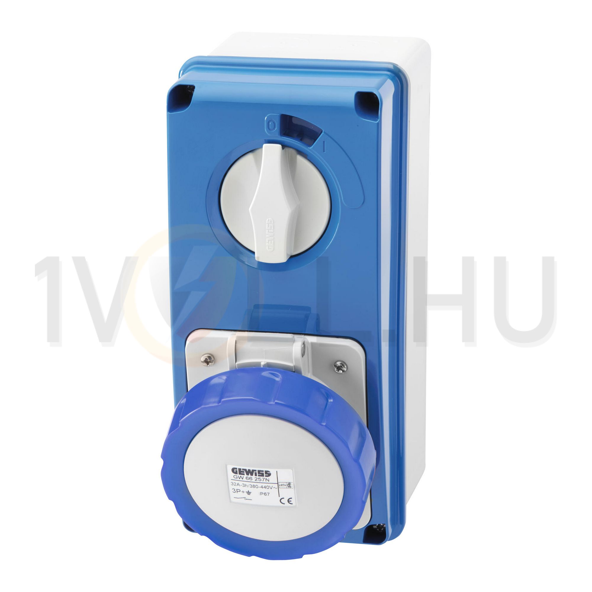 Ipari dugalj falra szerelhető 2P+E mechanikai reteszelés 16A IP67 200-250V(50+60Hz) kék IB GEWISS - GW66204N
