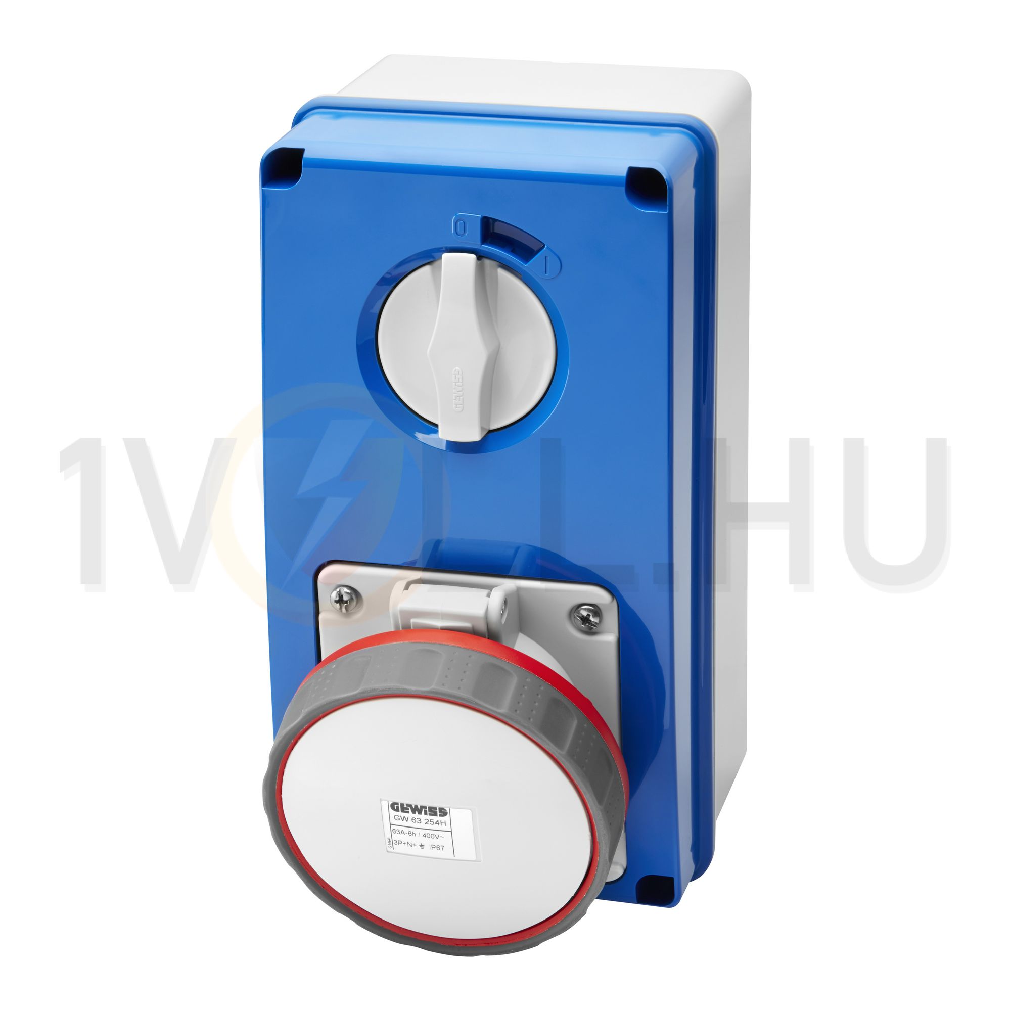 Ipari dugalj falra szerelhető 3P+N+E fedéllel +retesz mechanikai reteszelés 63A IP67 IB GEWISS - GW67264N