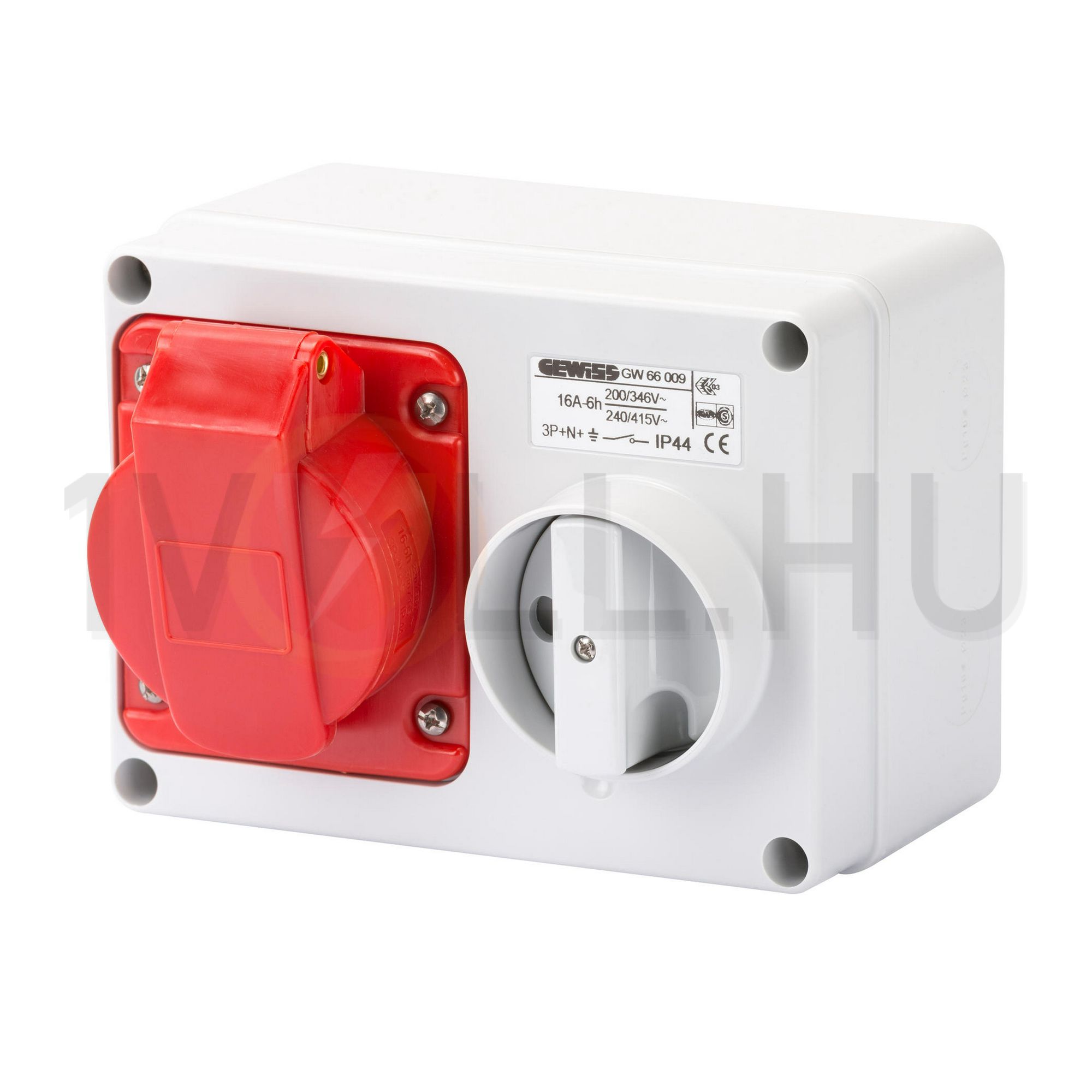 Ipari dugalj ráépíthető 3P+N+E mechanikai reteszelés 16A IP44 380-415V(50+60Hz) piros IB GEWISS - GW66009