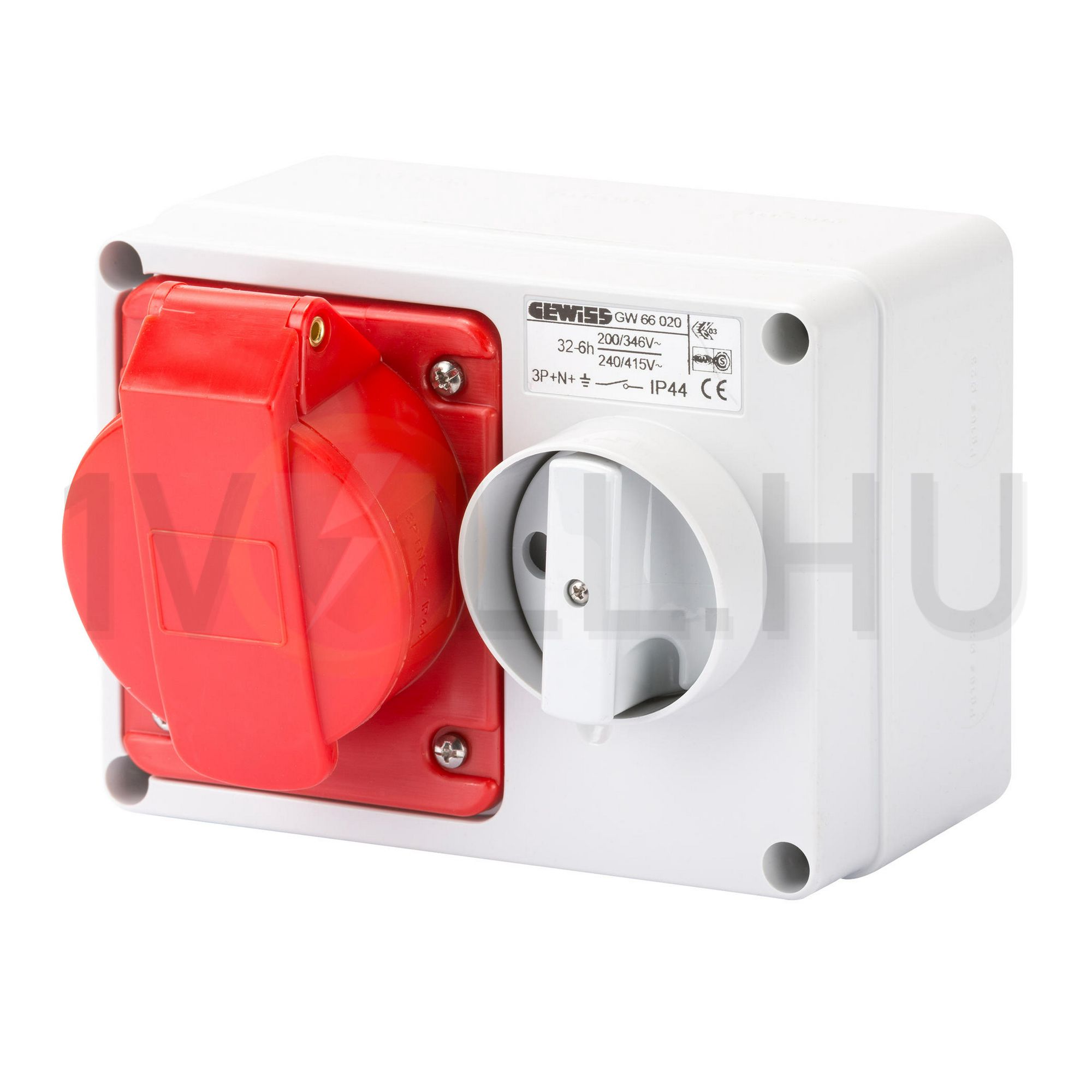 Ipari dugalj ráépíthető 3P+N+E mechanikai reteszelés 32A IP44 380-415V(50+60Hz) piros IB GEWISS - GW66020