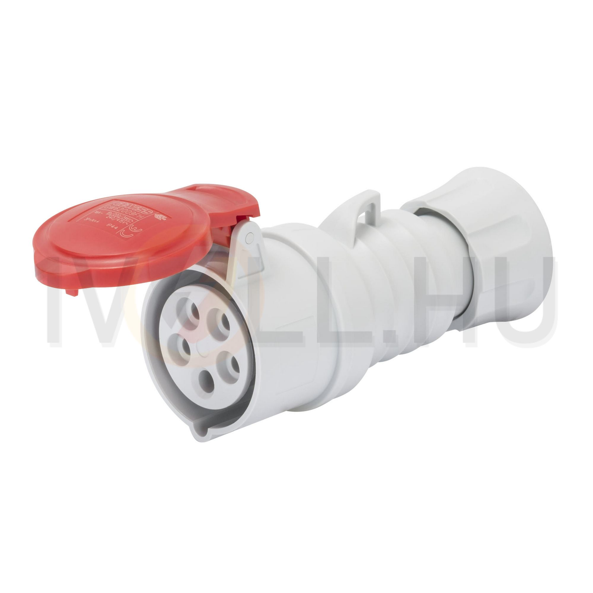 Ipari dugalj lengő 3P+N+E 16A 380-415V(50+60Hz) piros egyenes IP44 műanyag IEC309HP GEWISS - GW62009H