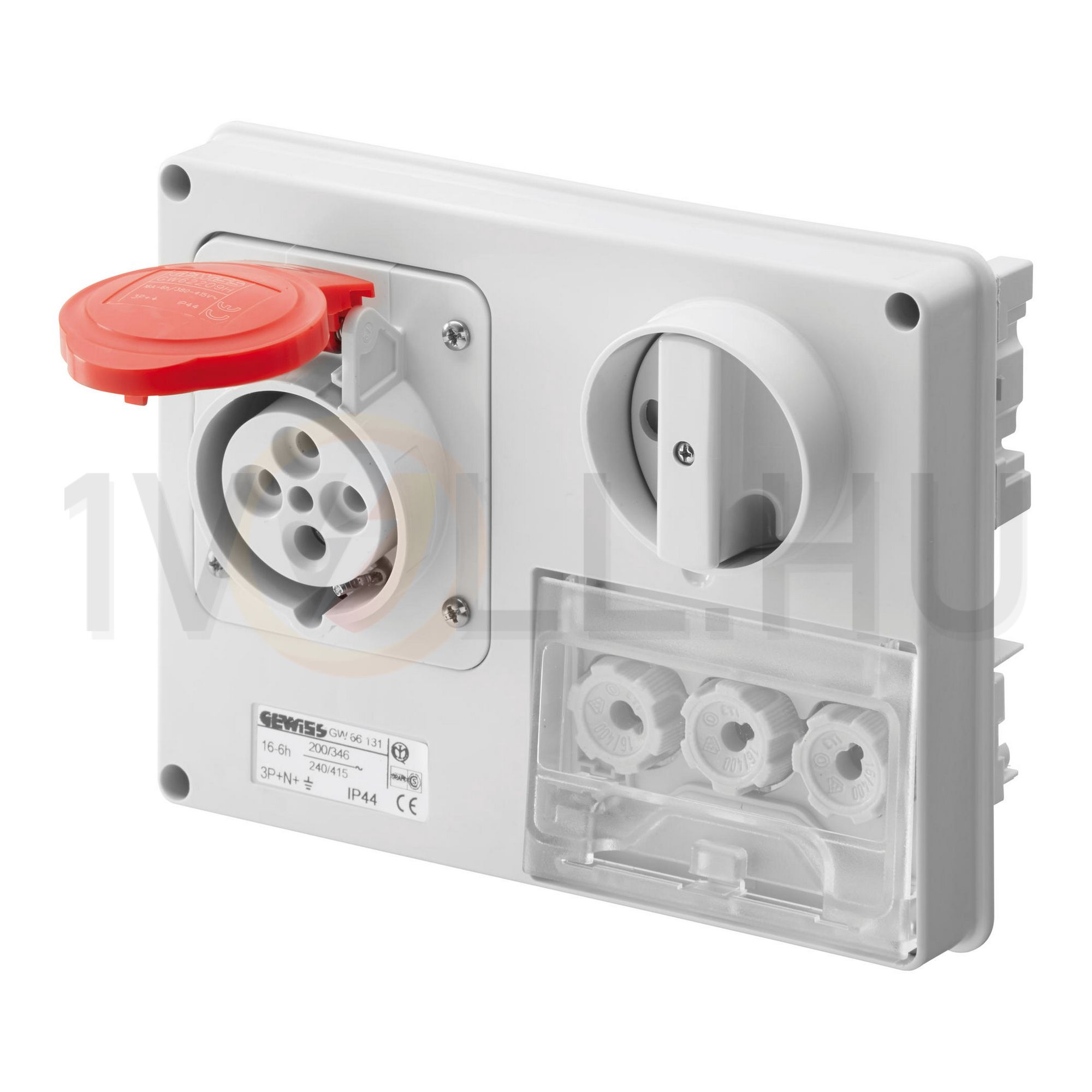 Ipari dugalj ráépíthető 3P+E 3xD01 hengeres betét mechanikai reteszelés 16A IP44 IB GEWISS - GW66130