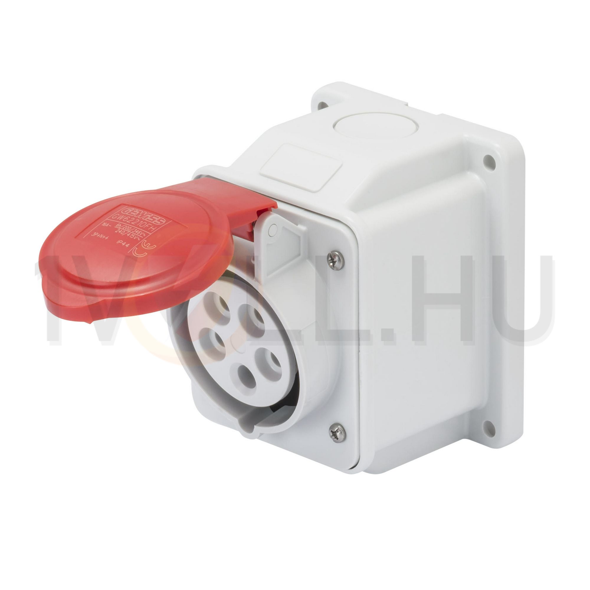 Ipari dugalj ráépíthető 3P+N+E 32A 380-415V(50+60Hz) piros IP44 műanyag IEC309HP GEWISS - GW62420