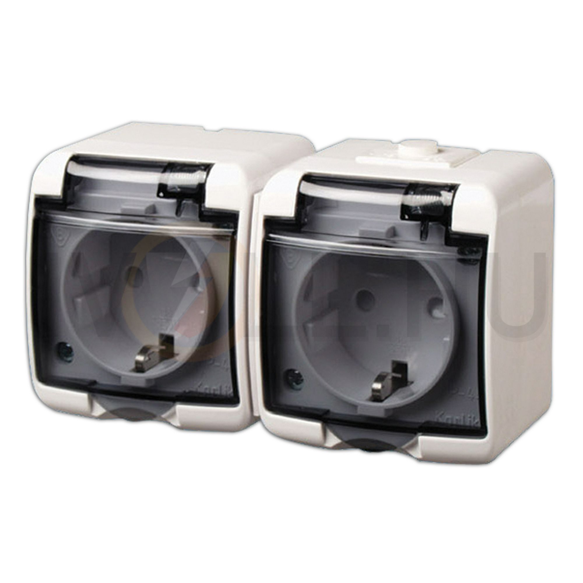 Junior 162/2 dugalj földelt komplett házban csapófedéllel gyerekzárral fehér IP44 ANCO - 321346