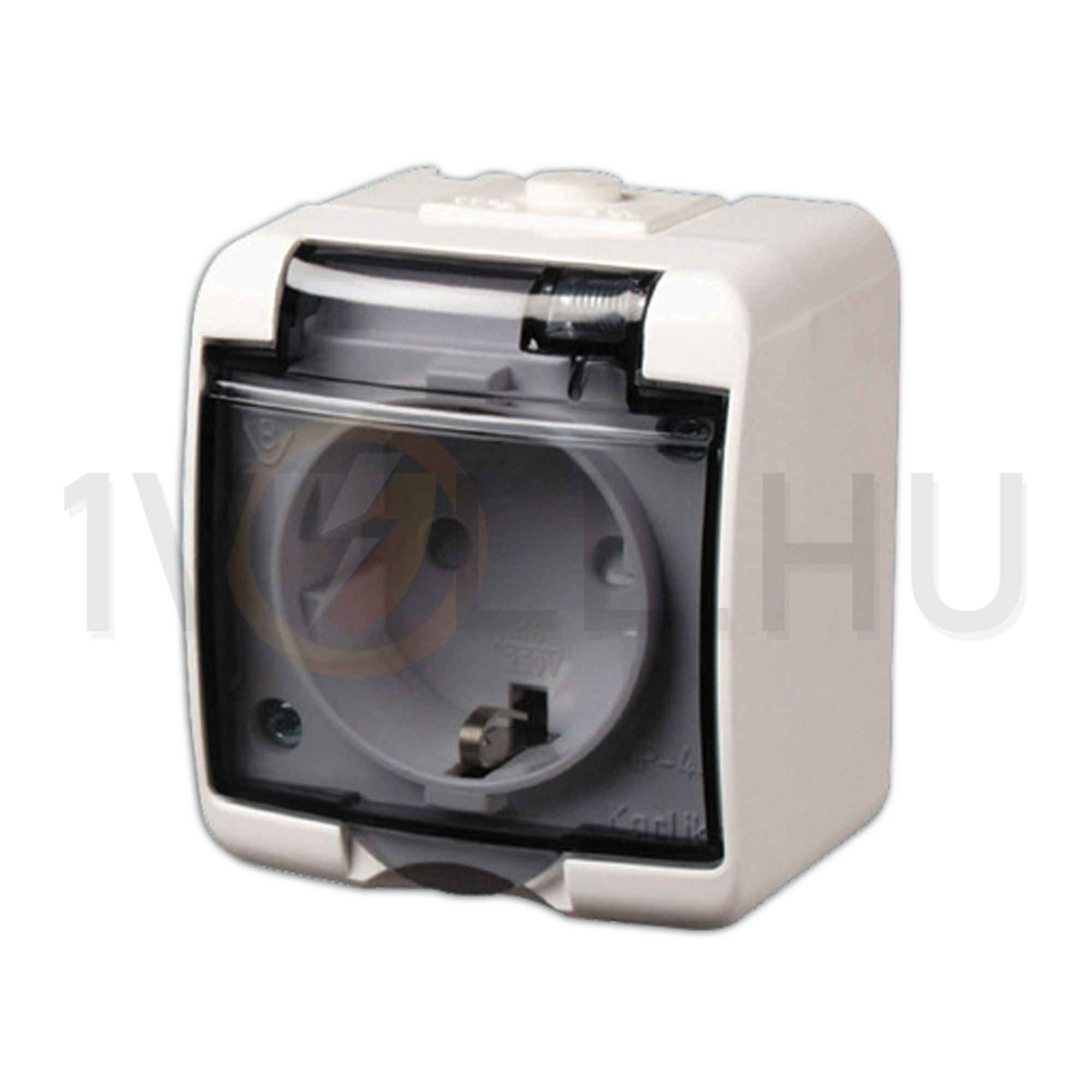 Junior 162 dugalj földelt komplett házban csapófedéllel gyerekzárral fehér IP44 falonkívüli ANCO - 321343