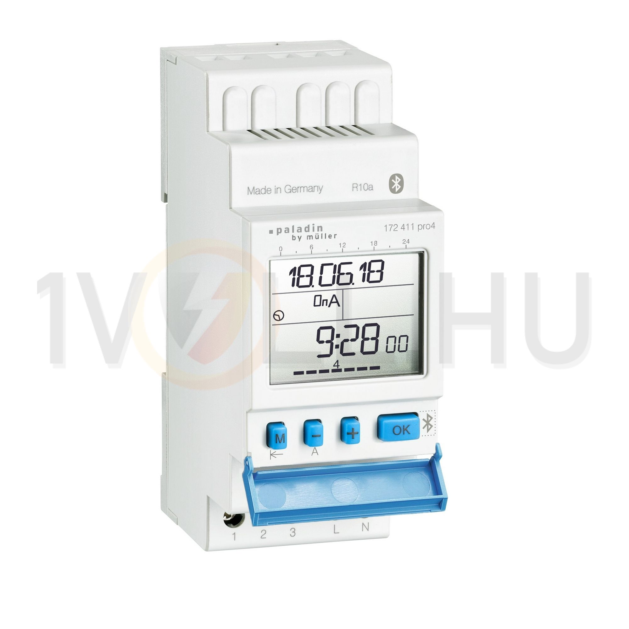 Kapcsolóóra digitális LCD bluetuth napi heti 1 váltó 16A 2M 172 411 pro4 Paladin Hugo Müller - 172411