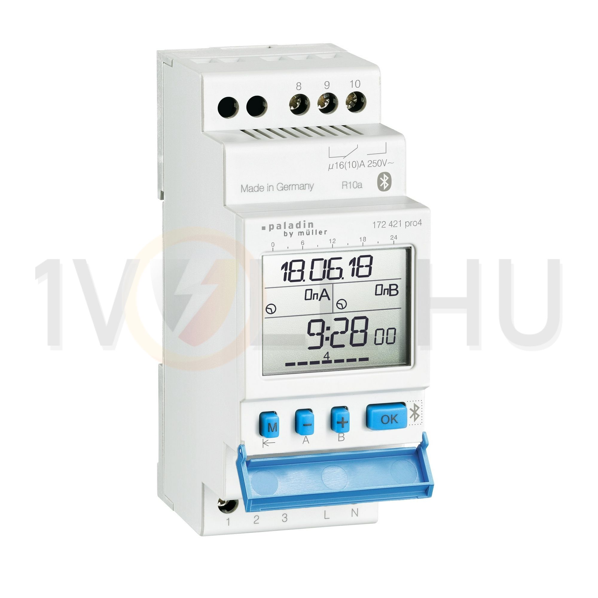 Kapcsolóóra digitális LCD bluetuth napi heti 2 váltó 16A 2M 172 421 pro4 Paladin Hugo Müller - 172421
