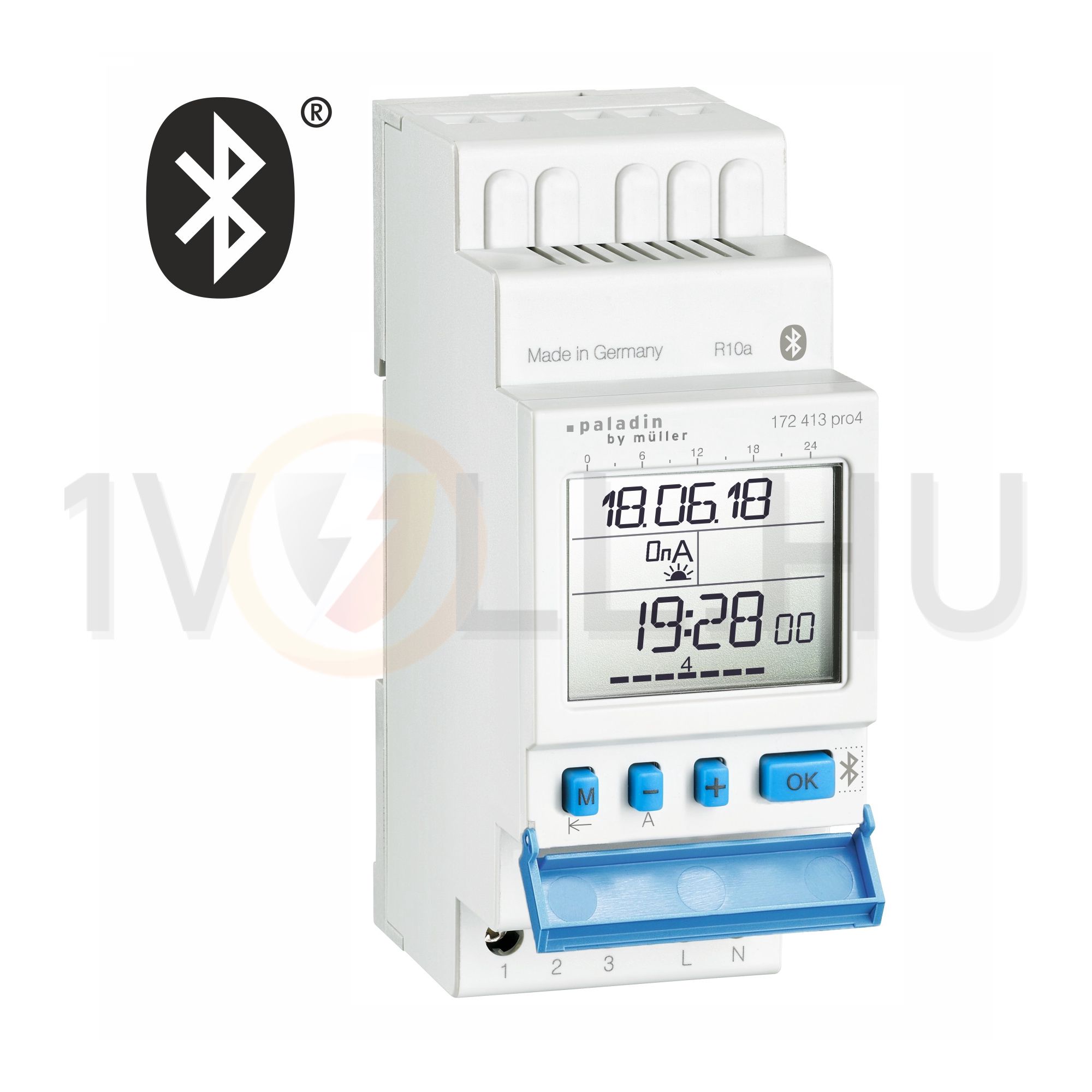 Kapcsolóóra digitális LCD bluetuth napi heti asztro 1 váltó 16A 172 413 pro4 Paladin Hugo Müller - 172413