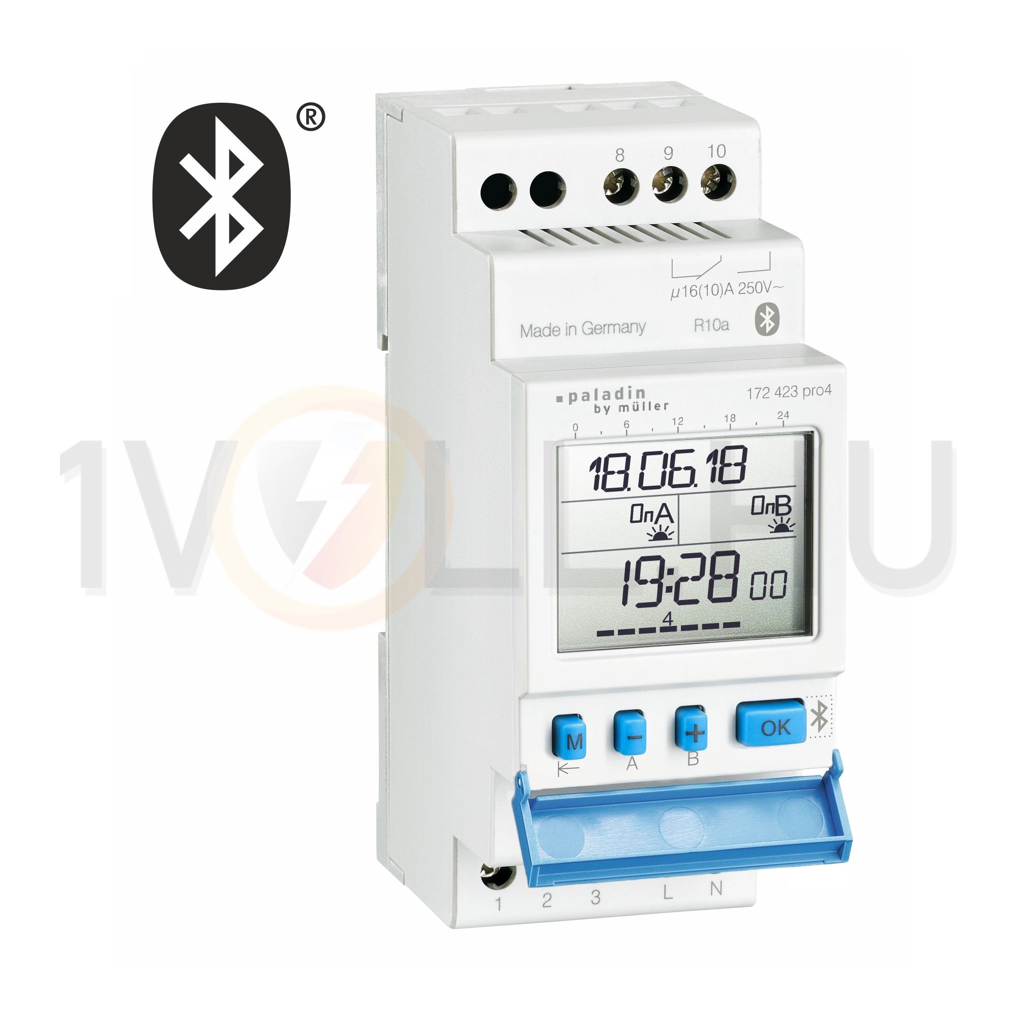 Kapcsolóóra digitális LCD bluetuth napi heti asztro 2 váltó 16A 172 423 pro4 Paladin Hugo Müller - 172423