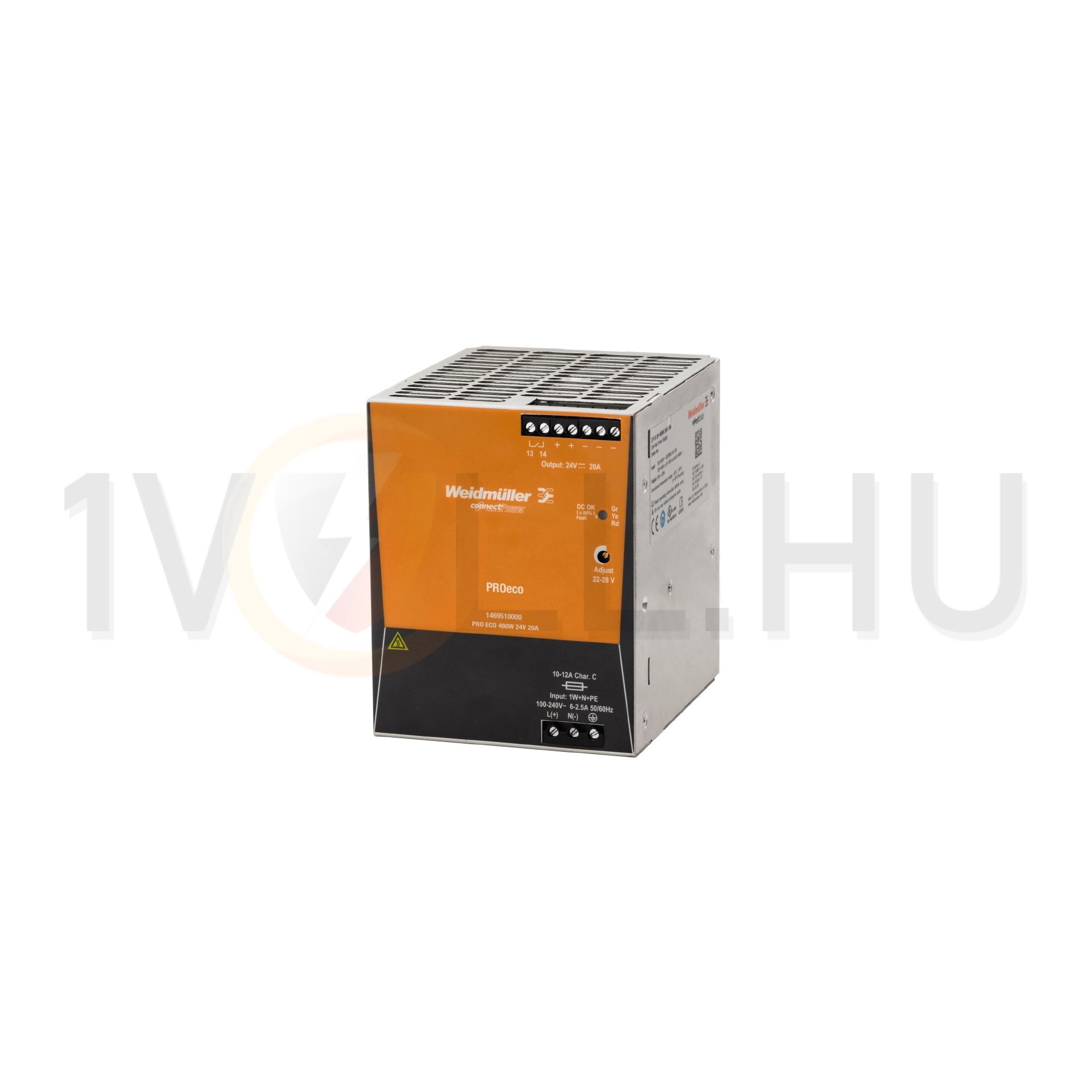 Kapcsolóüzemű DC tápegység 85-264VAC-be 80-370VDC-be 24VDC-ki PRO ECO 480W 24V 20A Weidmüller - 1469510000