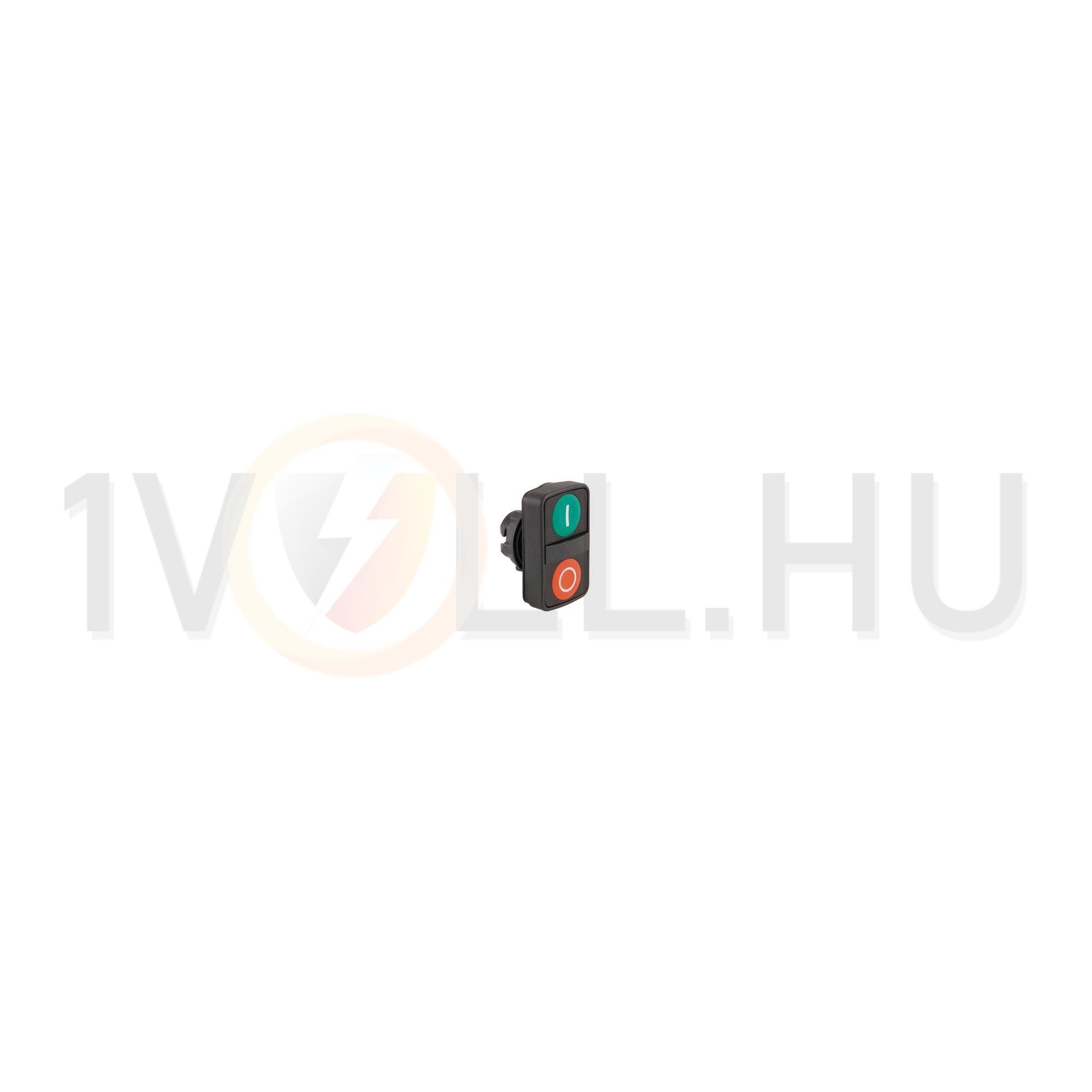Kettős nyomógombfej műanyag d22 I/O lapos piros/zöld téglalap visszaugró Harmony XB5 Schneider - ZB5AA7341