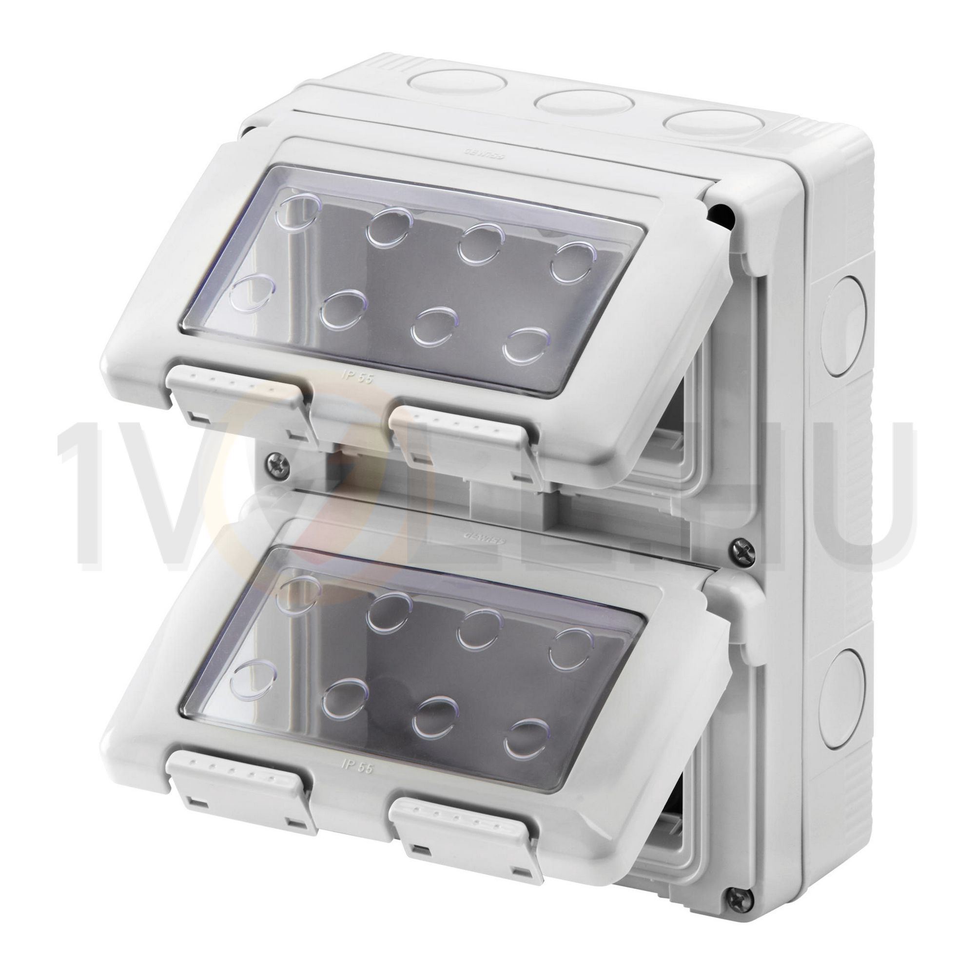 System szerelvénydoboz átlátszó ajtóval 2X4M 2-egység függőleges szürke műanyag 27Combi GEWISS - GW27051