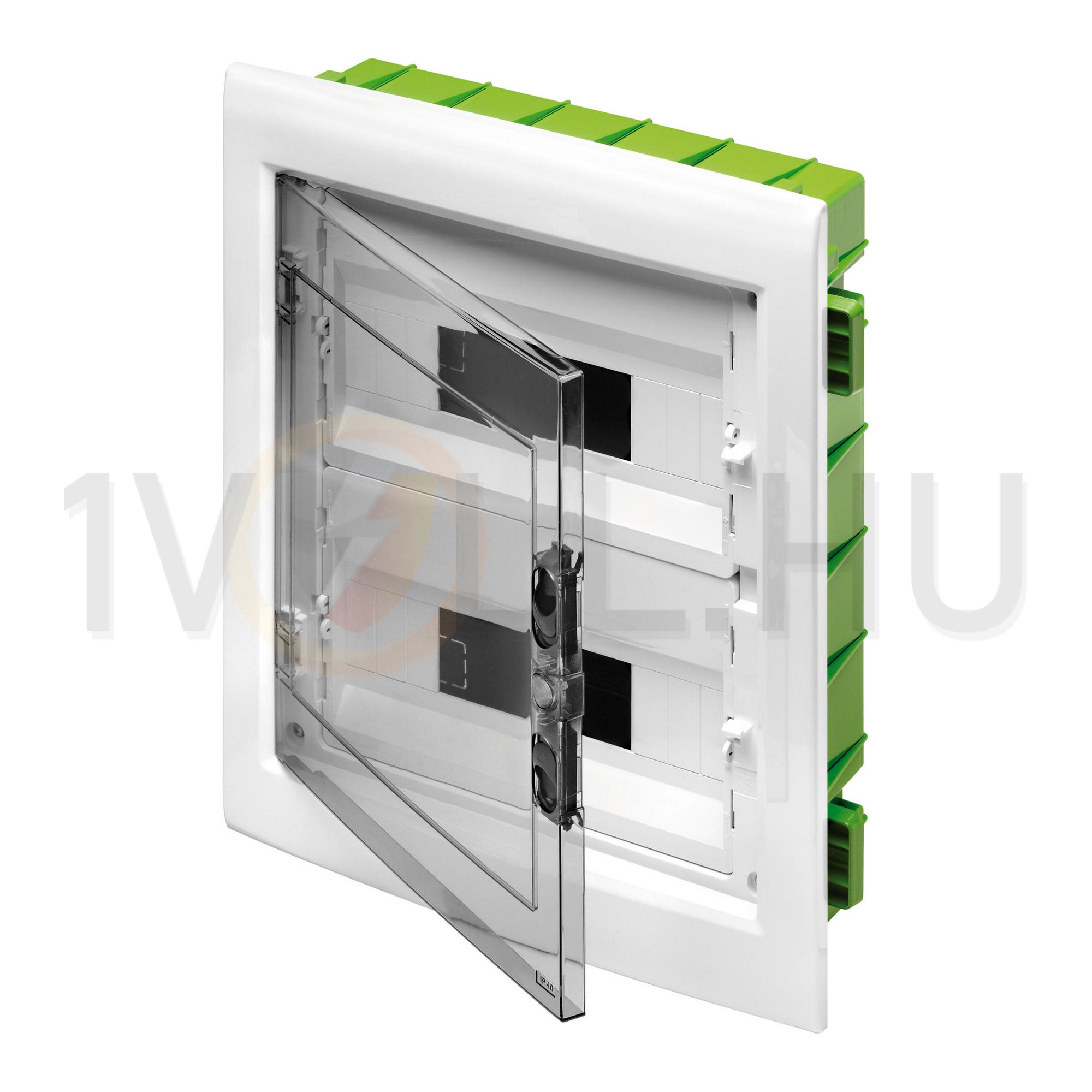 Kiselosztó 2x 12M üreges falba fehér IP40 átlátszó kivágott ajtó 40CDi GEWISS - GW40606PM