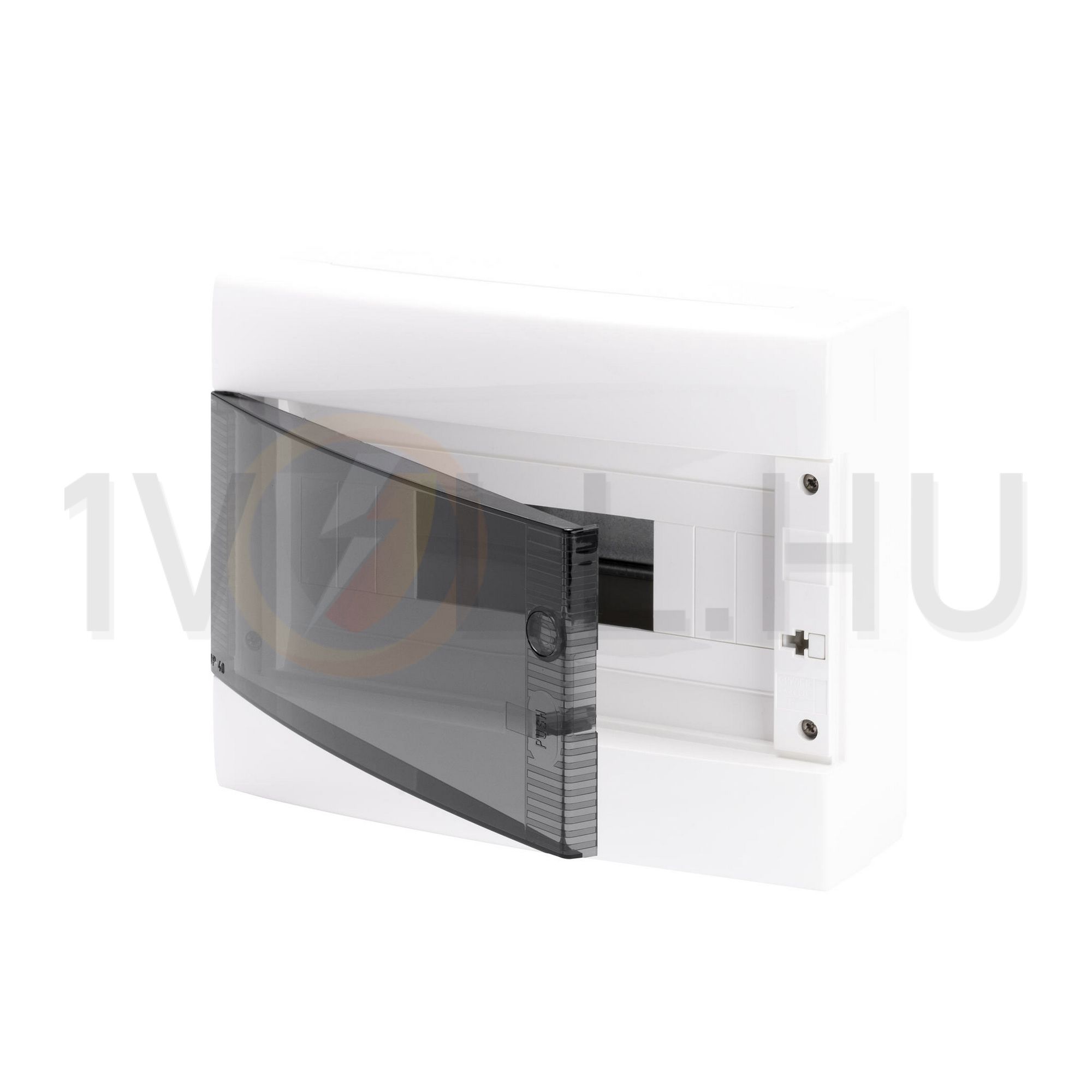 Kiselosztó PE/N műanyag 1x 8M falonkívüli fehér IP40 átlátszó kivágott ajtó 40CD GEWISS - GW40043BS