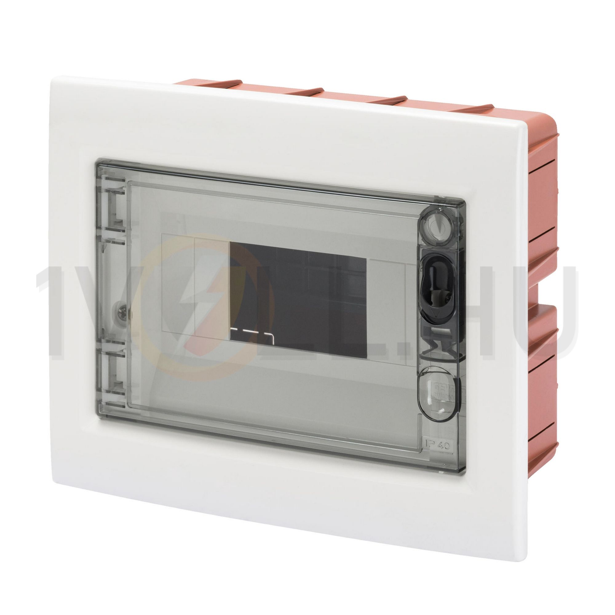 Kiselosztó PE/N műanyag 1x 8M süllyesztett fehér IP40 átlátszó kivágott ajtó 40CDi GEWISS - GW40604BS