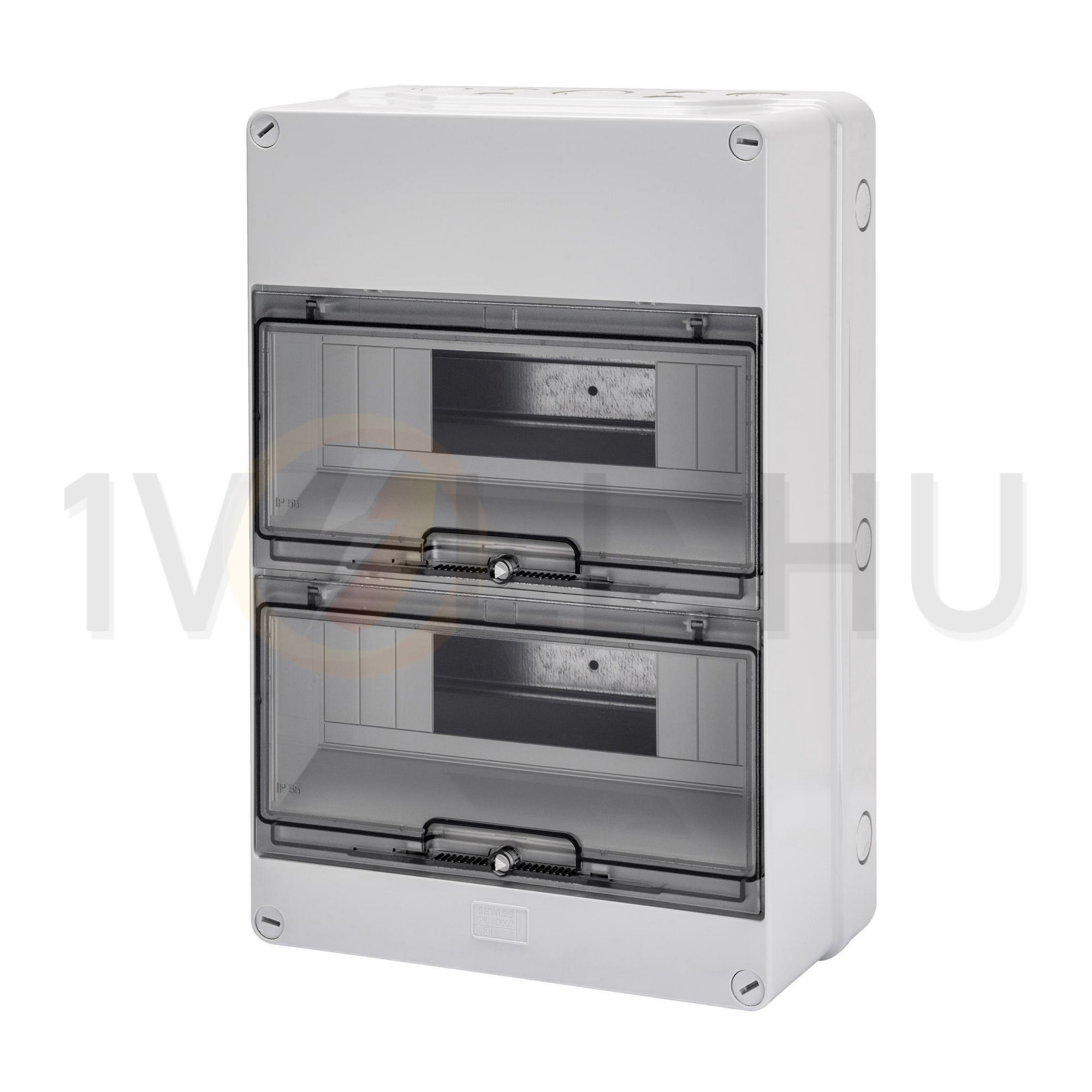 Kiselosztó PE/N sín nélkül UV-álló DC1000V 2x 12M falonkívüli szürke IP55 átlátszó 40CD GEWISS - GW40007