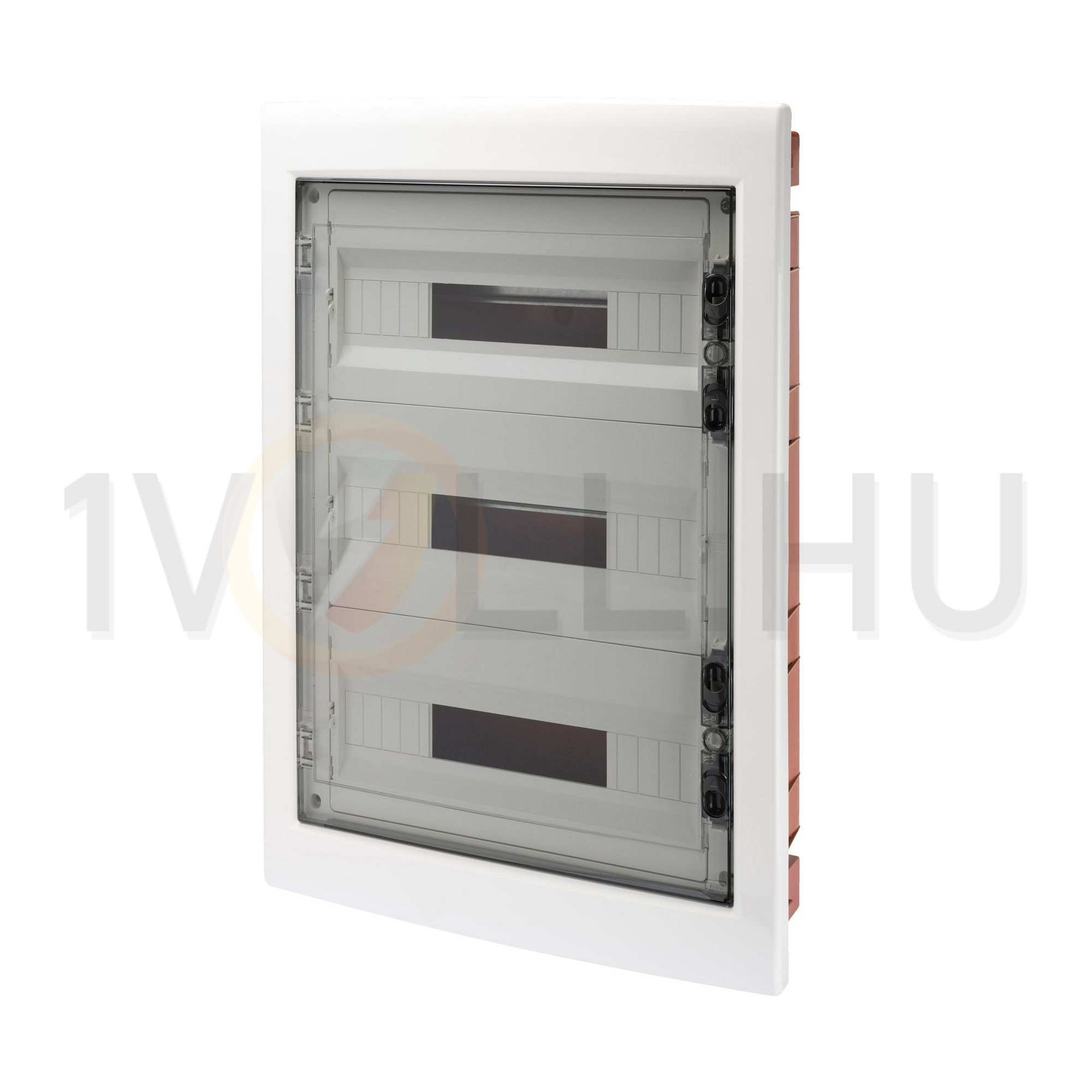 Kiselosztó PE/N műanyag 3x 18M süllyesztett fehér IP40 átlátszó kivágott ajtó 40CDi GEWISS - GW40610BD