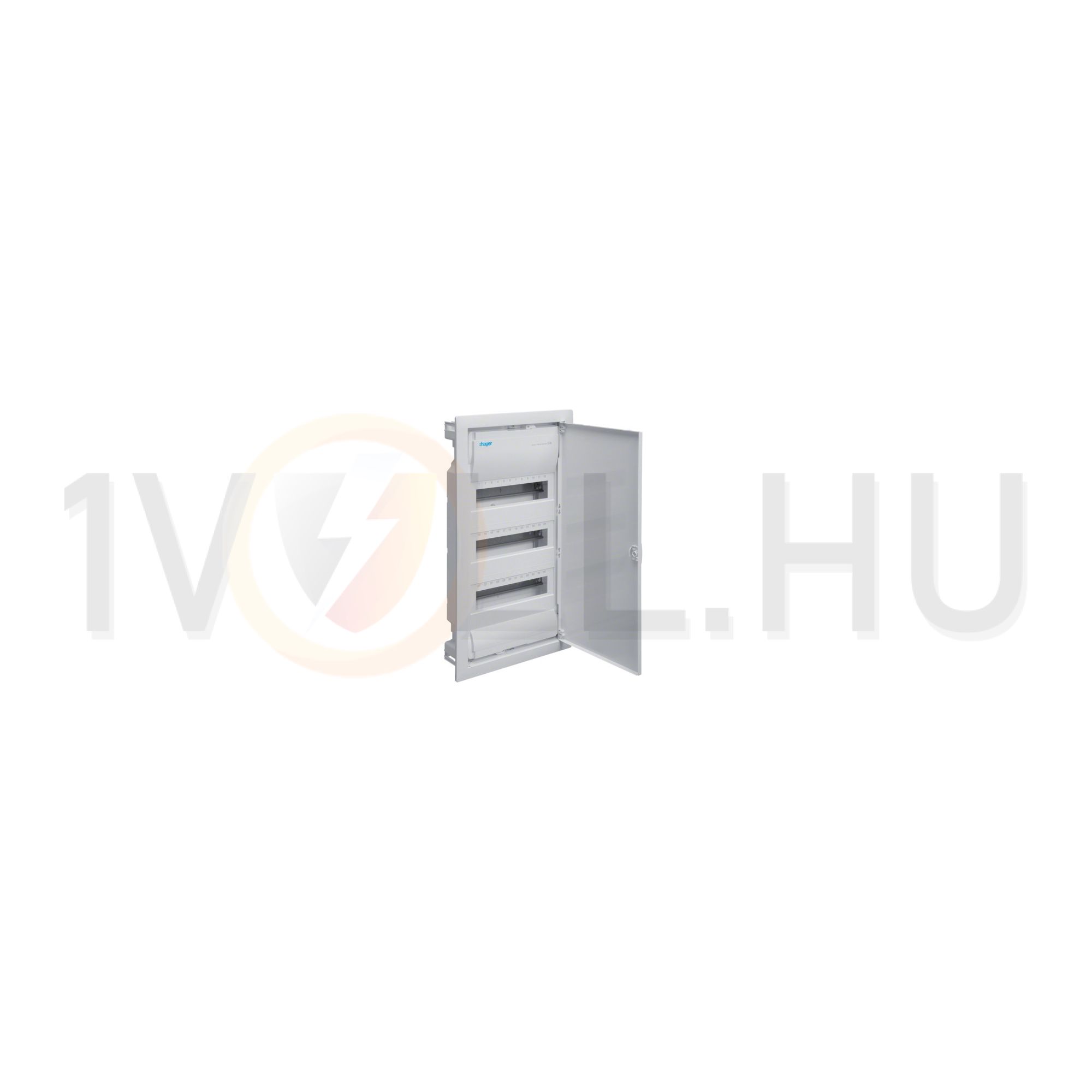 Kiselosztó PE/N-sínnel 63A műanyag 3x 12M süllyesztett fehér IP30 teli ajtó Volta Hager - VU36NE