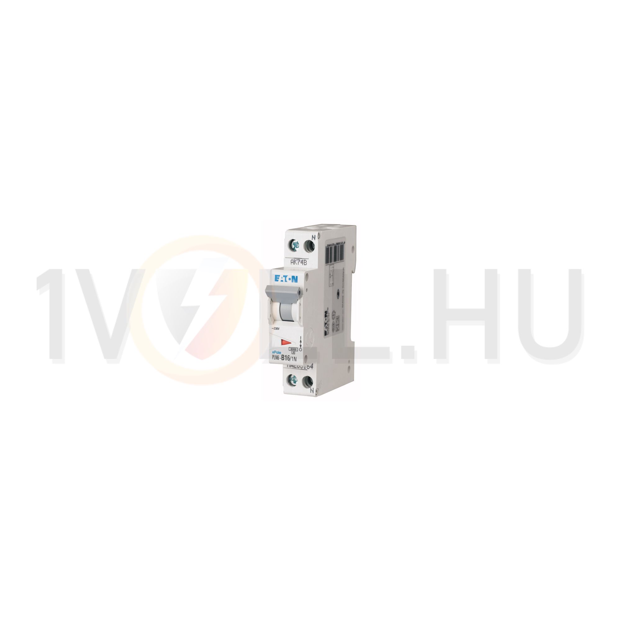 Kismegszakító 1P+N 16A B-jelleg 230V AC 6kA/60898 PLN6-B16/1N-DE EATON - 263272