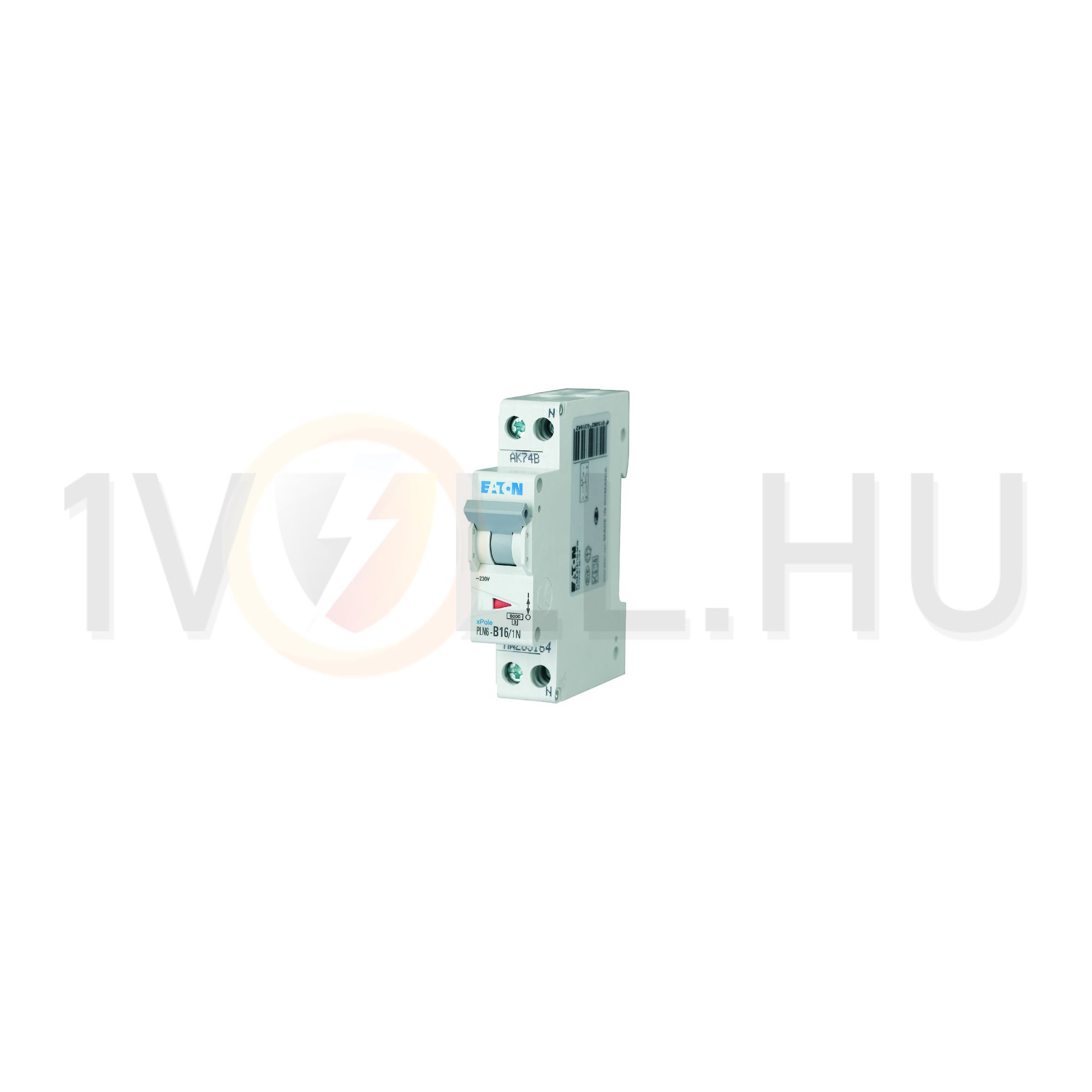Kismegszakító 1P+N 16A C-jelleg 230V AC 6kA/60898 PLN6-C16/1N-DE EATON - 263282