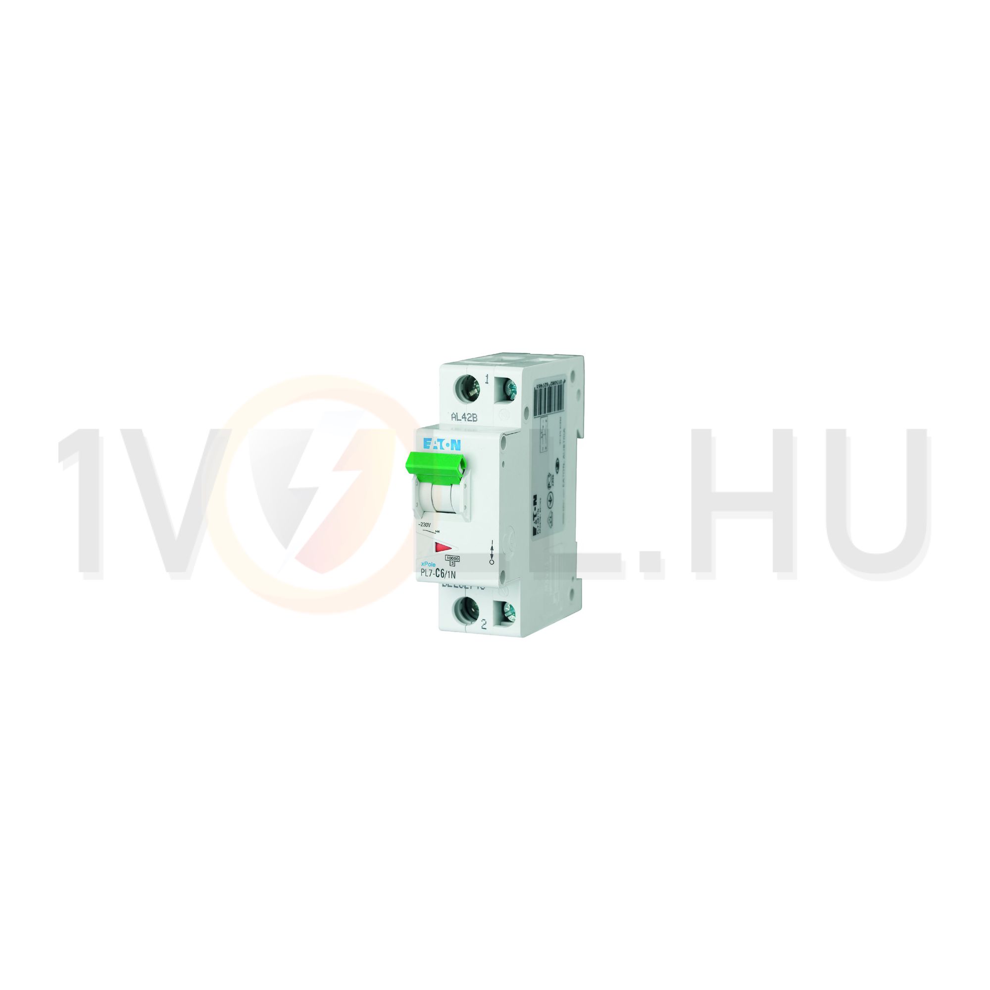 Kismegszakító 1P+N 6A C-jelleg 230V AC 10kA/60898 PL7-C6/1N EATON - 262746