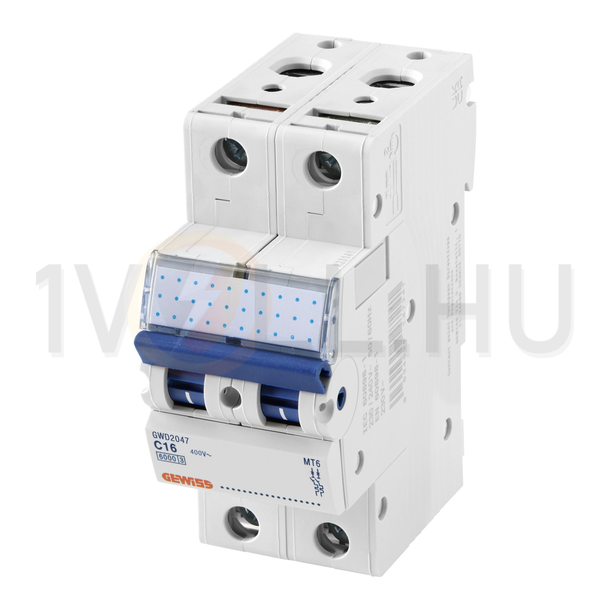 Kismegszakító 2P 10A C-jelleg 400V AC 6kA/60898 6kA/60947 2M MT6 GEWISS - GWD2046