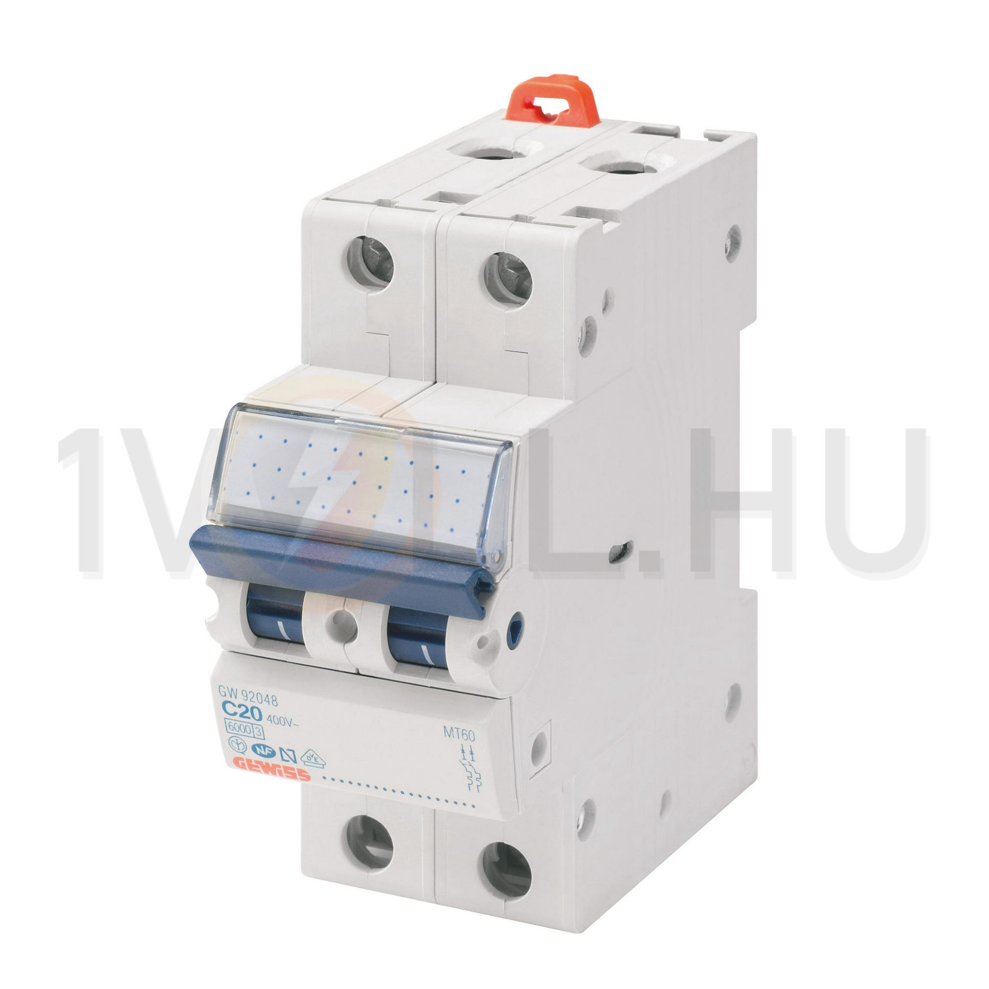 Kismegszakító 2P 20A C-jelleg 400V AC 4.5kA/60898 6kA/60947 MT45 GEWISS - GW92149