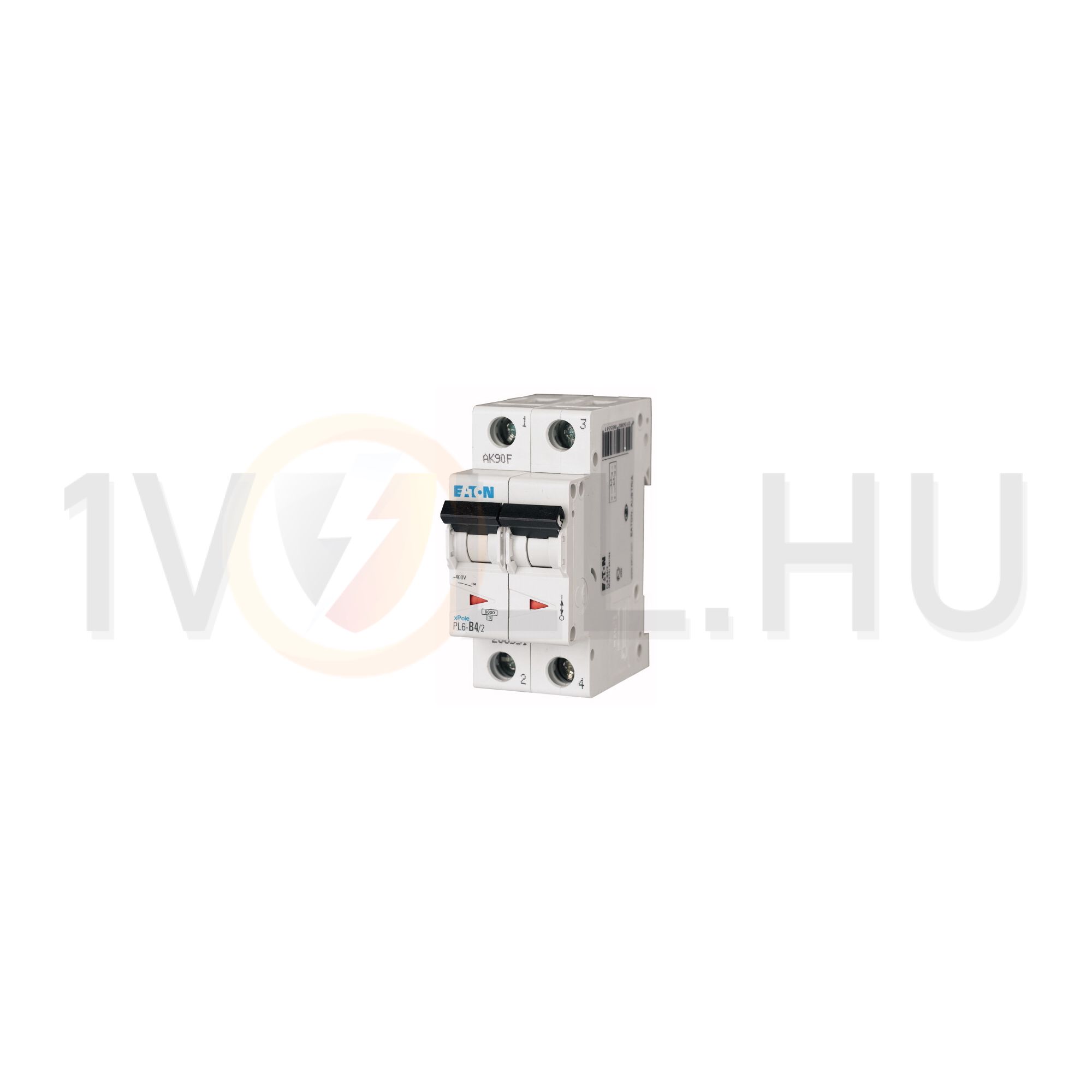 Kismegszakító 2P 4A C-jelleg 400V AC 6kA/60898 2M PL6-C4/2 EATON - 286563