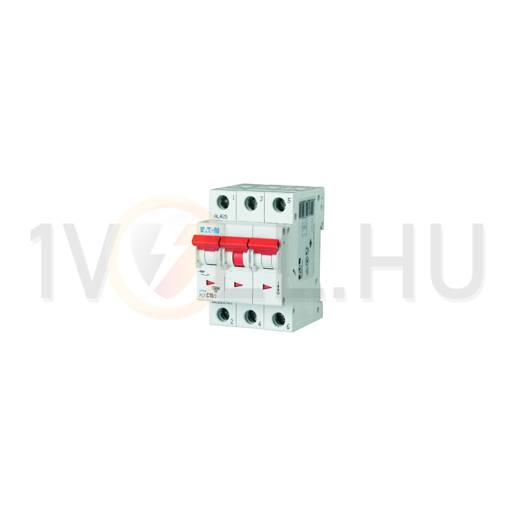 Kismegszakító 3P 10A C-jelleg 400V AC 10kA/60898 3M PL7-C10/3 EATON - 263407