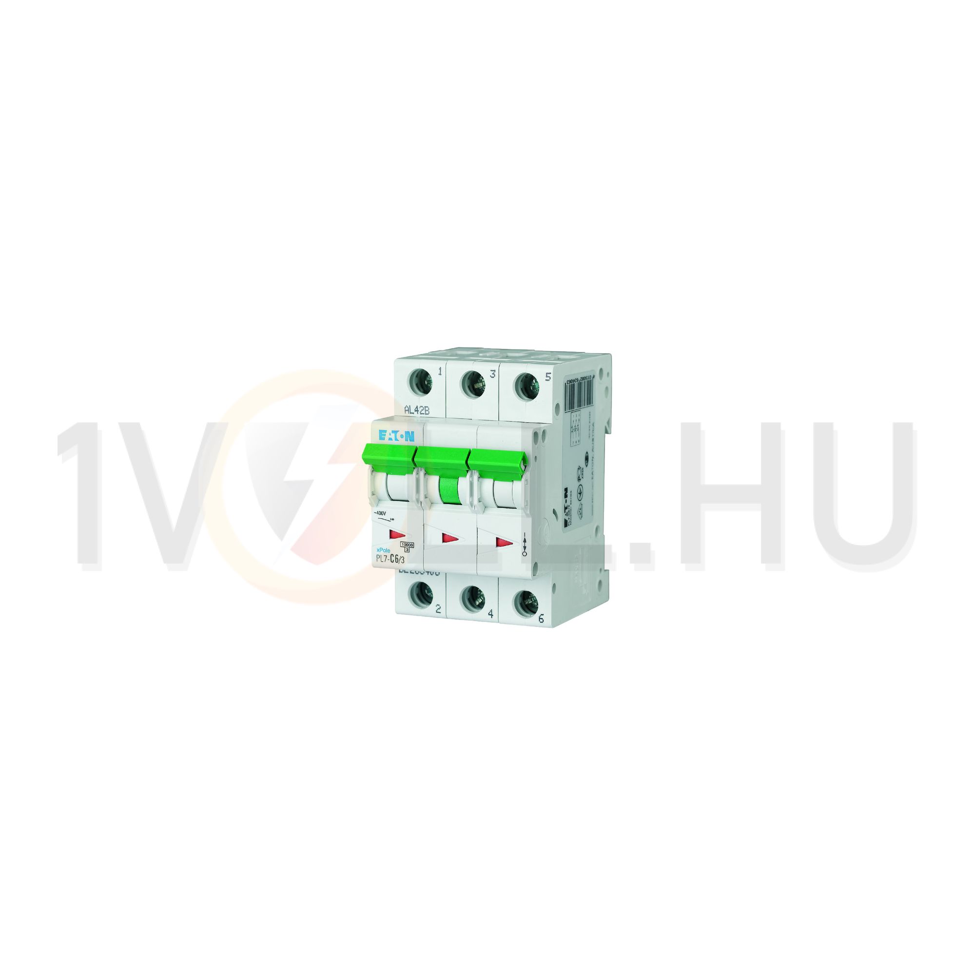 Kismegszakító 3P 6A C-jelleg 400V AC 10kA/60898 3M PL7-C6/3 EATON - 263406