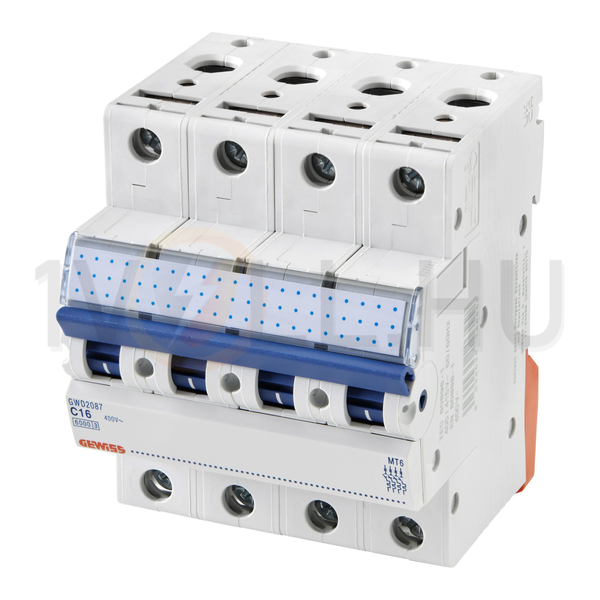 Kismegszakító 4P 32A C-jelleg 400V AC 6kA/60898 6kA/60947 4M MT6 GEWISS - GWD2090