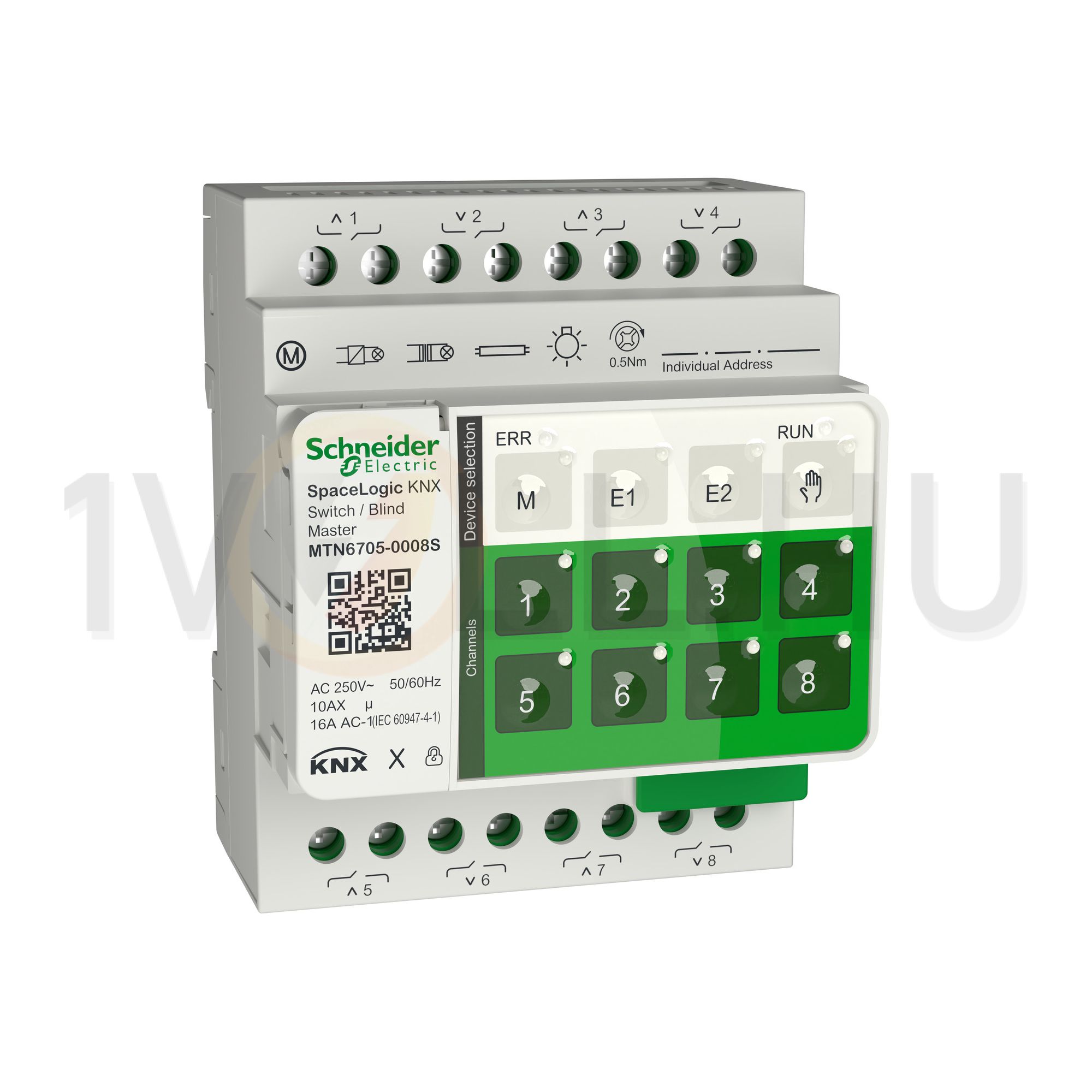 KNX redőny és kapcsolóaktor master (8RO) kalapsínre 4x 16A AC 4M-DIN SpaceLogic Schneider - MTN6705-0008S