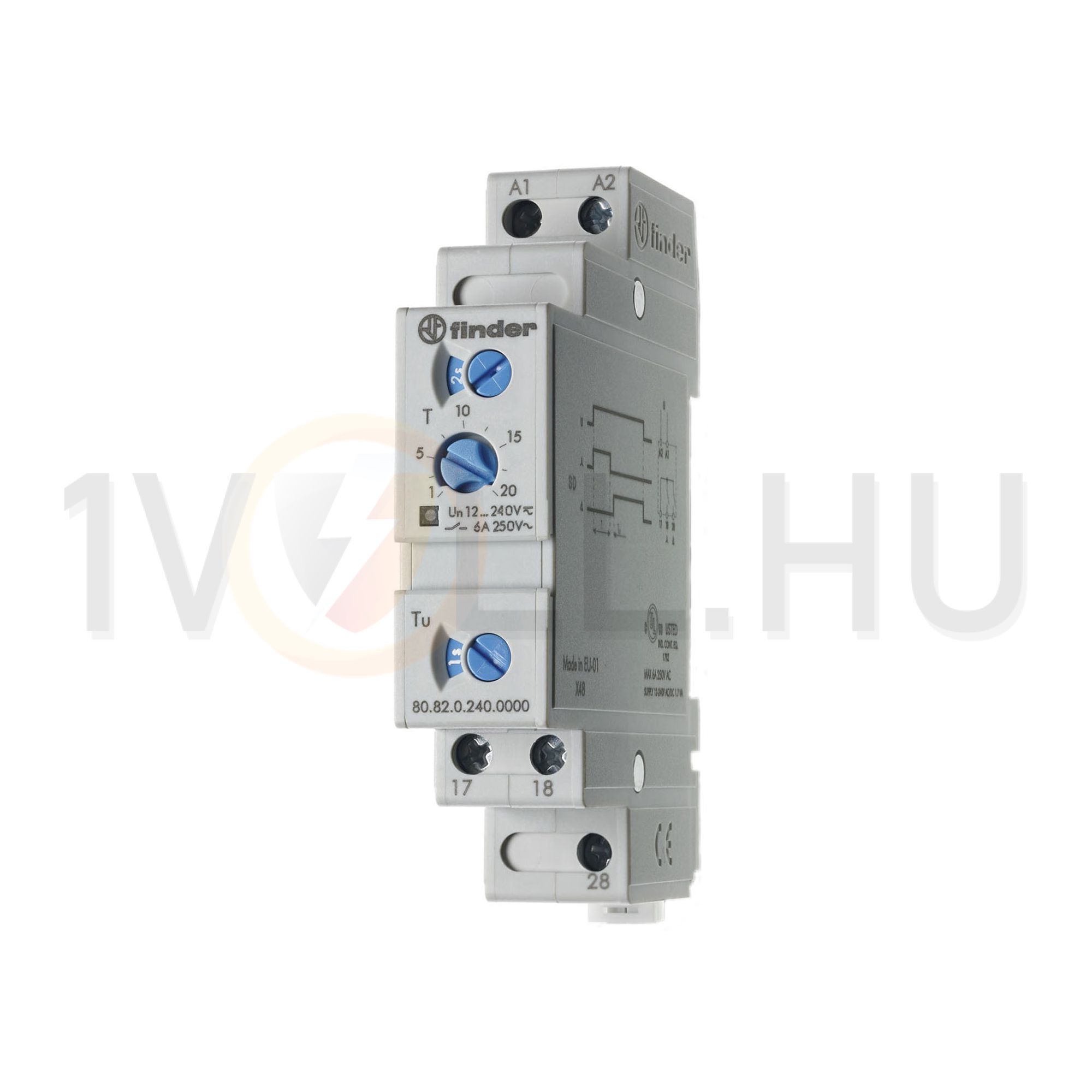 Kontaktorátkapcsoló időrelé 1-20s 2-z 24-240V50Hz 6A 24-240VDC Y/D 80.82.0.240.0000 FINDER - 808202400000