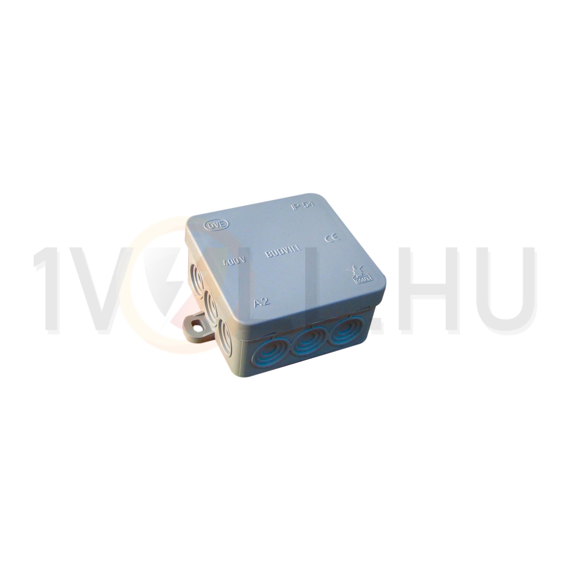 Kötődoboz falonkívüli 75mm x 75mm x 40mm szürke műanyag IP54 12 kábel/cső Budvill TRACON - PD75X75
