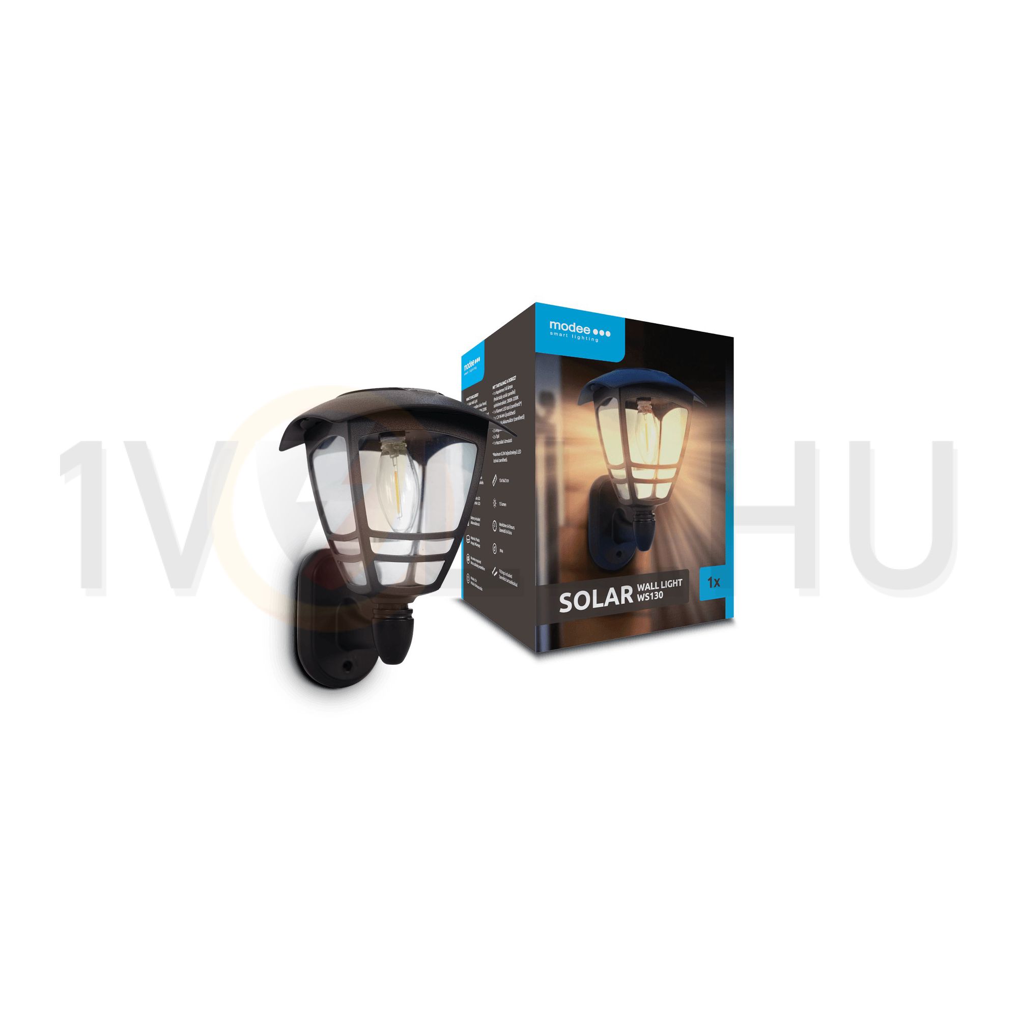 LED kültéri fali szolár lámpatest 0,3Ah Ni-MH AA akku 8h 1db 1,2V DC 3lm 2700-3200K IP44 Modee - ML-WS130