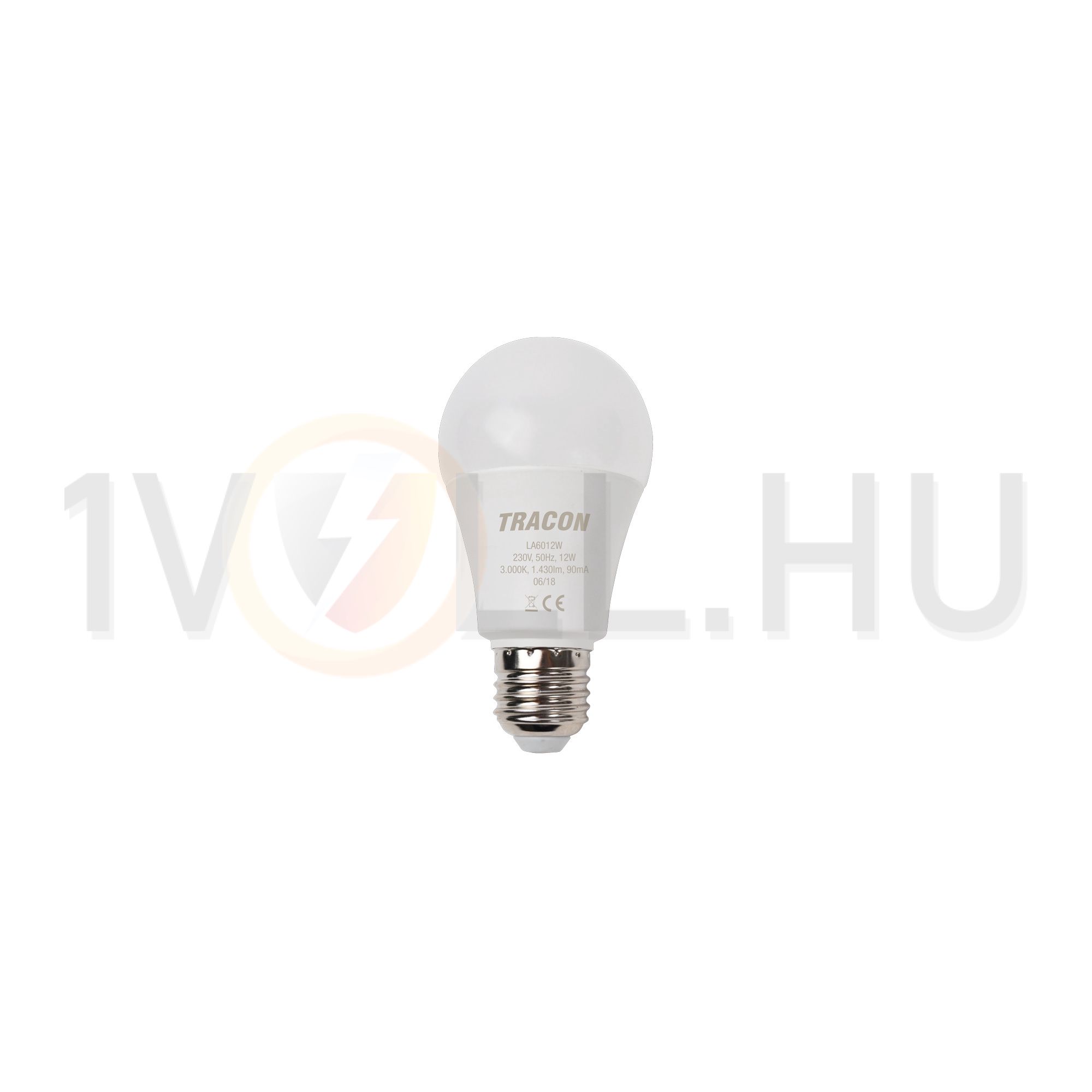 LED lámpa A60 körte A 12W- 150W-izzó E27 1430lm 830 220-240V AC 3000K 25000h 200° TRACON - LA6012W