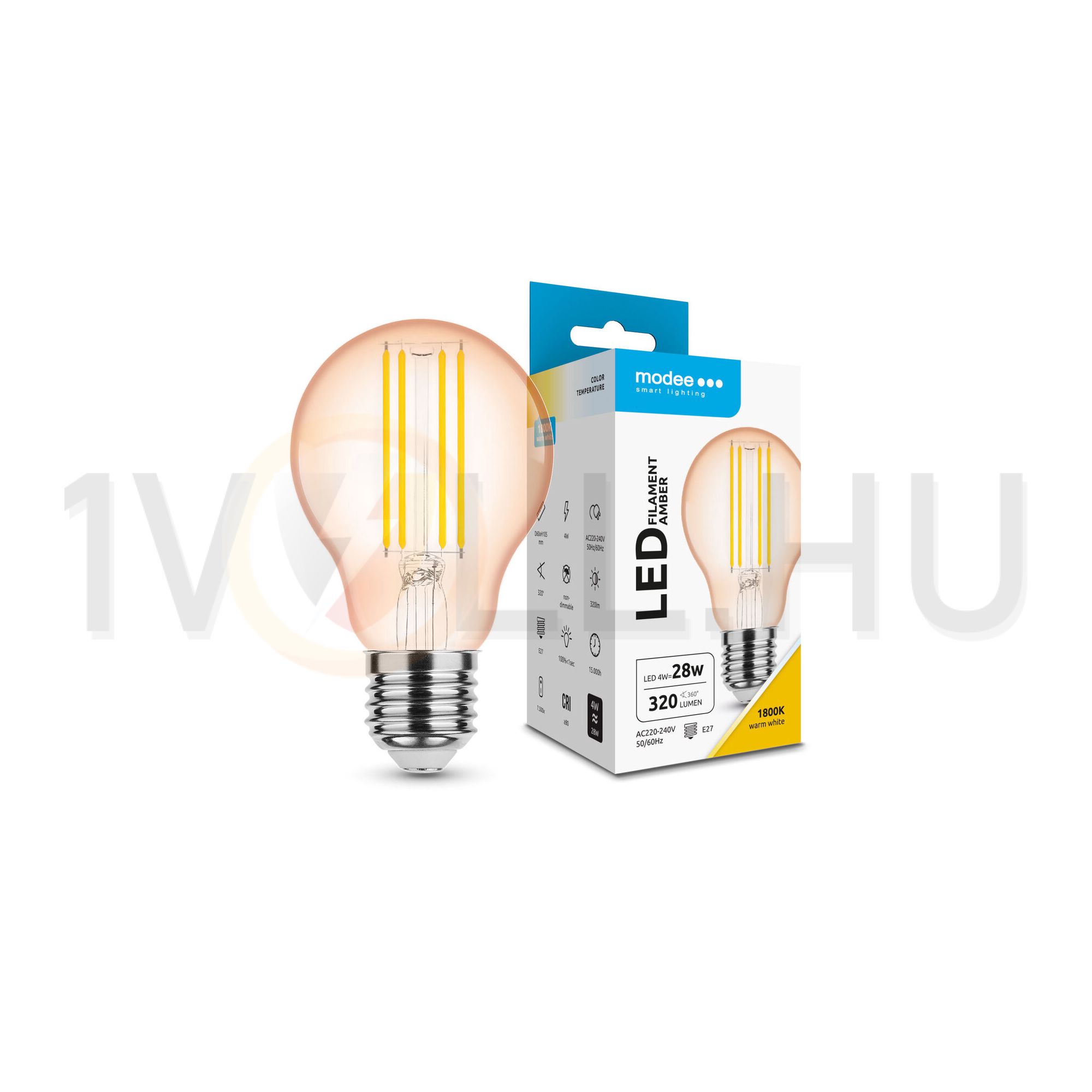 LED lámpa A60 körte A filament 4W- 33W E27 360lm 818 220-240V AC 15000h 320° 1800K Modee - ML-A60FA1800K4WE27