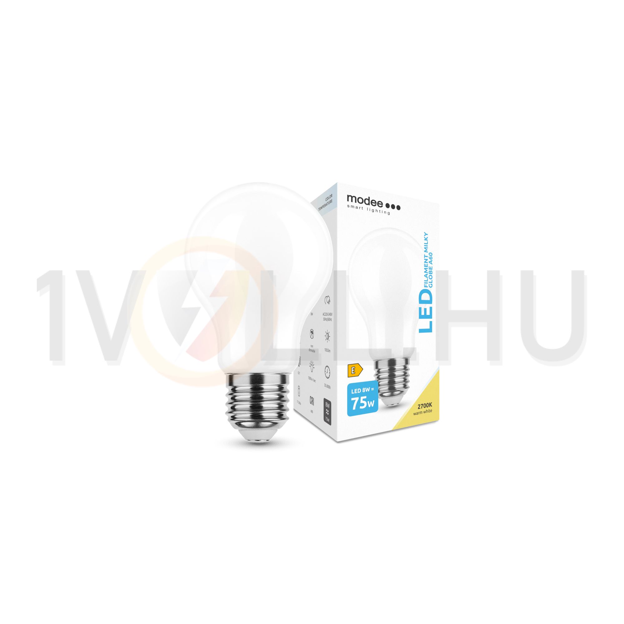 LED lámpa A60 körte A filament 8W- 75W E27 1055lm 827 220-240V AC 35000h 360° 2700K Modee - ML-MA60F2700K8WE27