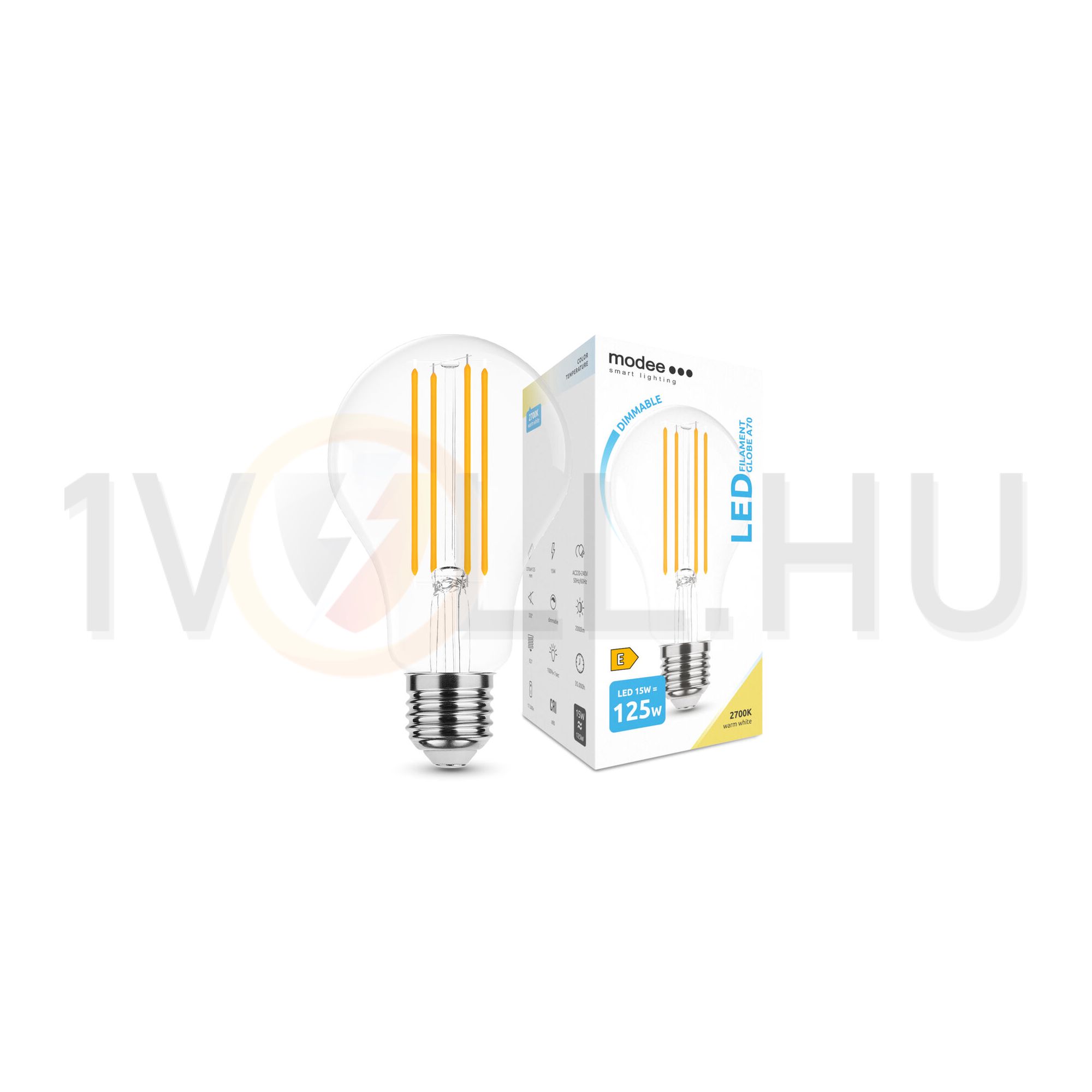 LED lámpa A70 DIM körte A filament 15W- 125W E27 2000lm 827 DIM 220-240V AC 35000h 320° Modee - ML-A70F2700K15WE27D