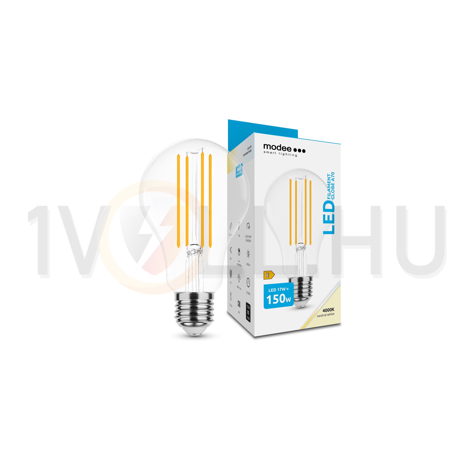 LED lámpa A70 körte A filament 17W- 150W E27 2452lm 840 220-240V AC 35000h 360° 4000K Modee - ML-A70F4000K17WE27