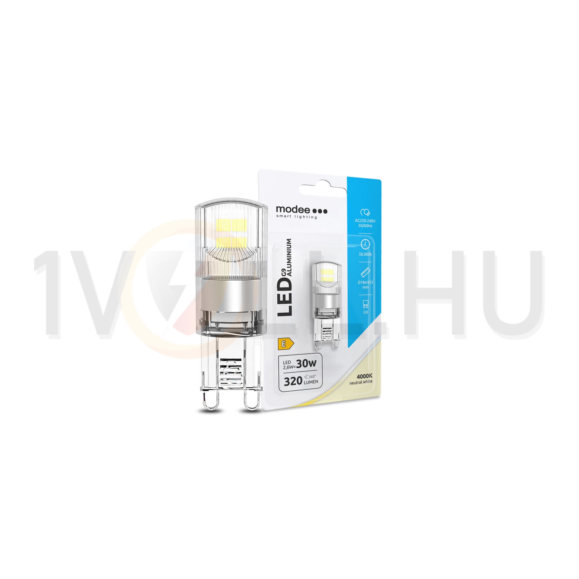LED lámpa alumínium T18 2,6W- 30W G9 320lm 840 220-240V AC 50000h 300° 4000K Modee - ML-G9A4000K2,6WNB1