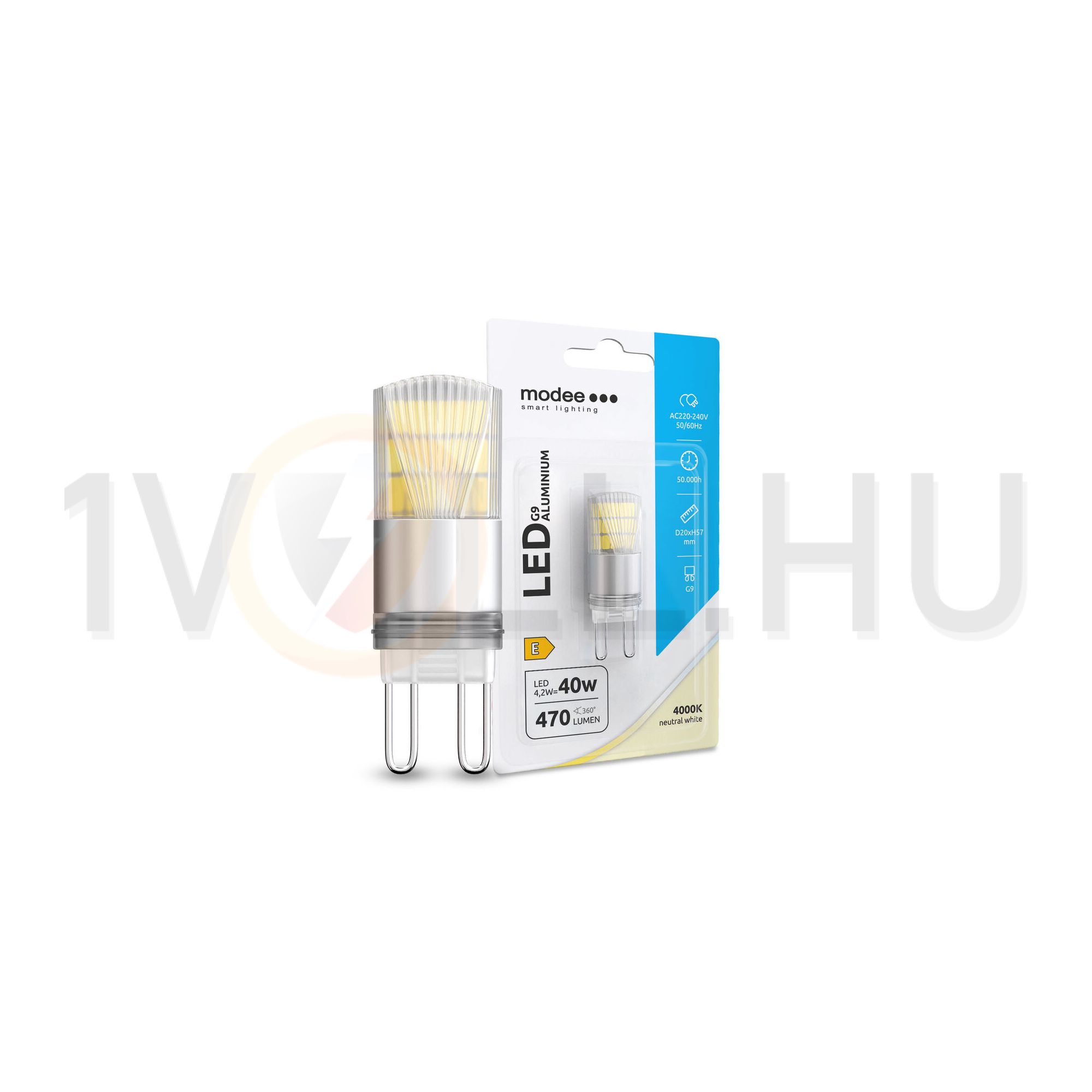 LED lámpa alumínium T20 4,2W- 40W G9 400lm 840 220-240V AC 50000h 300° 4000K Modee - ML-G9A4000K4,2WB1